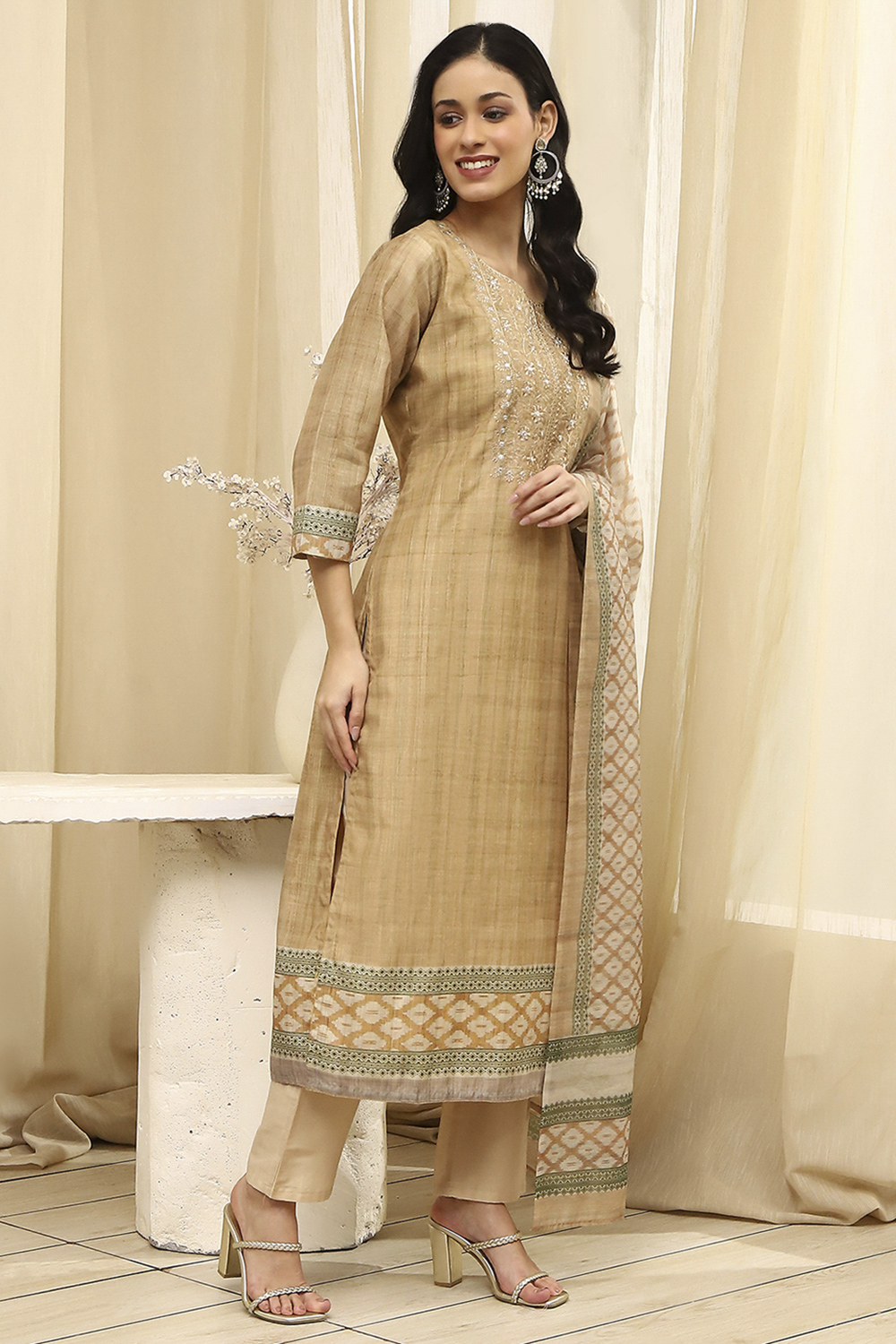 Pink Cotton Machine-Embroidered Unstitched Suit Set image number 5