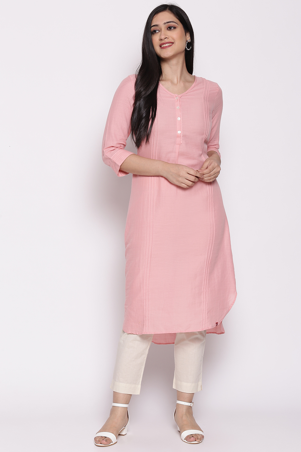 Blue Cotton Solid Kurti image number 0