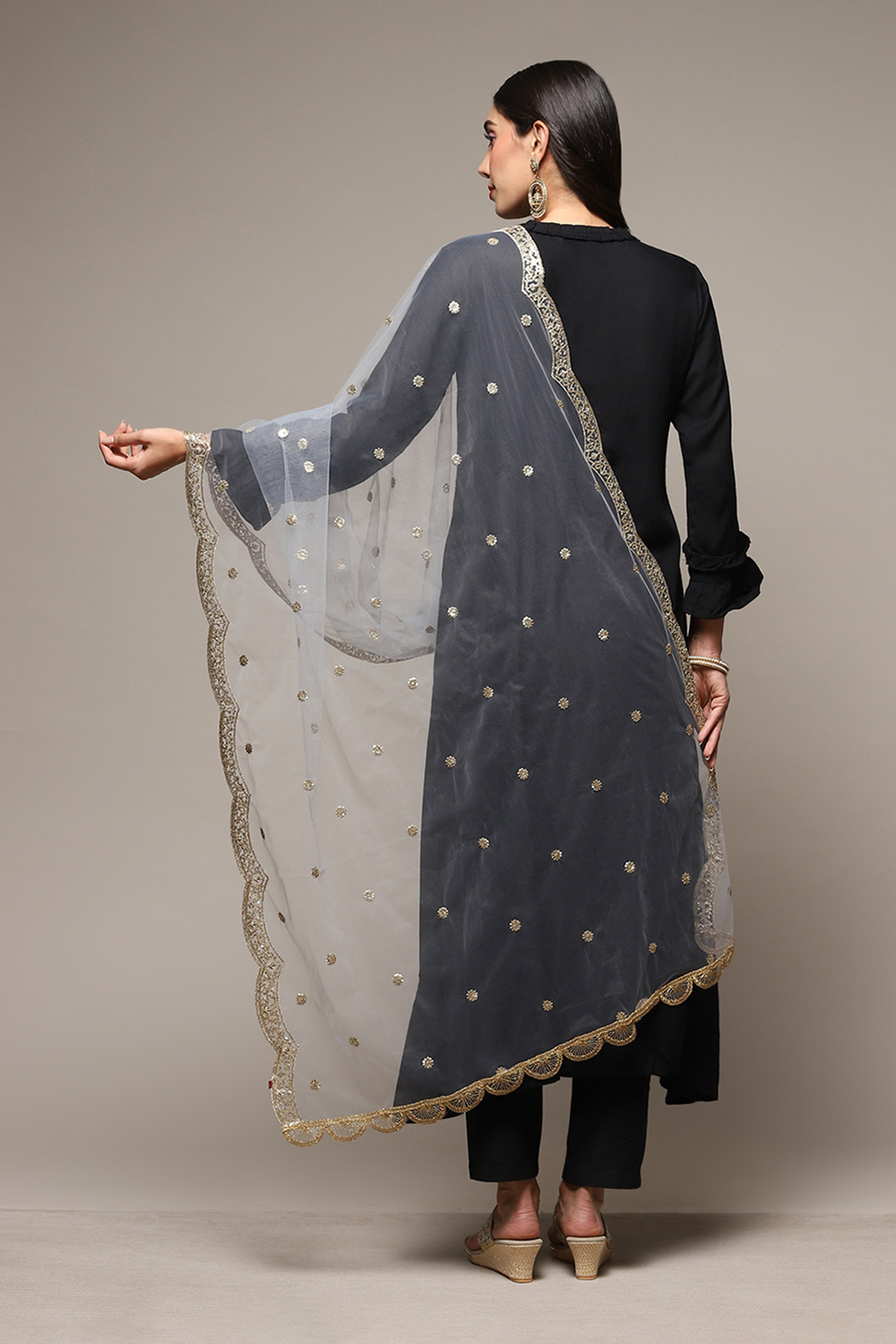 Sky Blue Nylon Yarndyed Dupatta image number 3