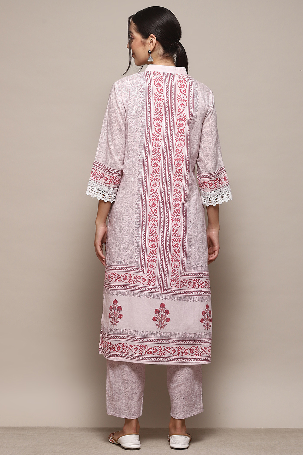 Pink Cotton Machine Embroidered Unstitched Suit Set image number 6