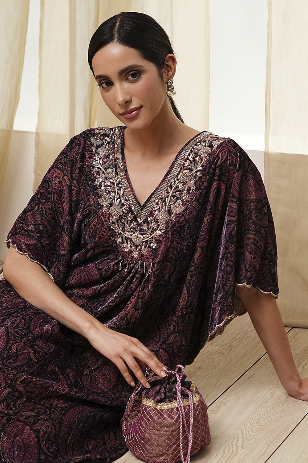 Purple Art Silk A-Line Kurta Palazzo Suit Set image number 7