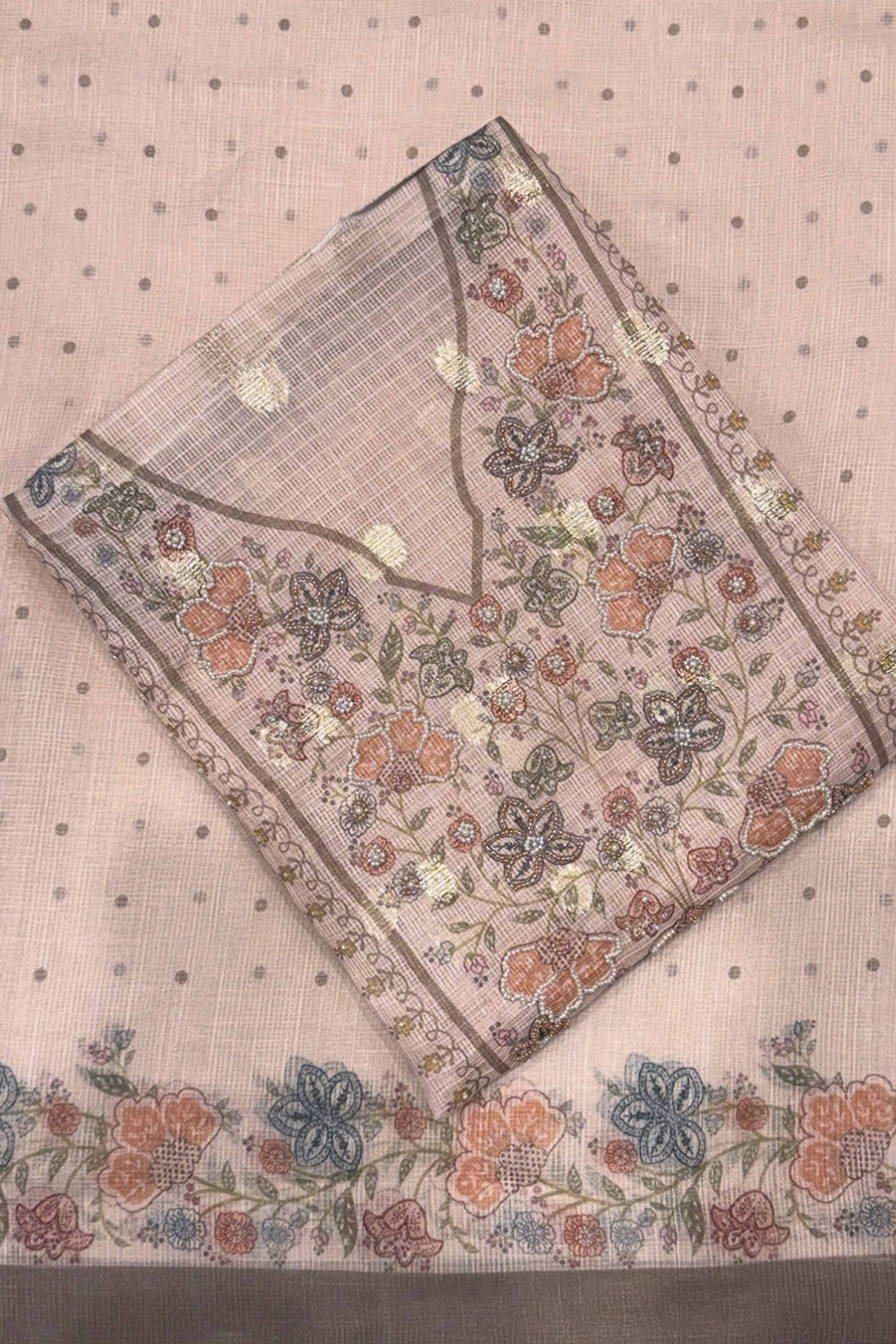 Purple Cotton Printed Unstitched Suit Set image number 1