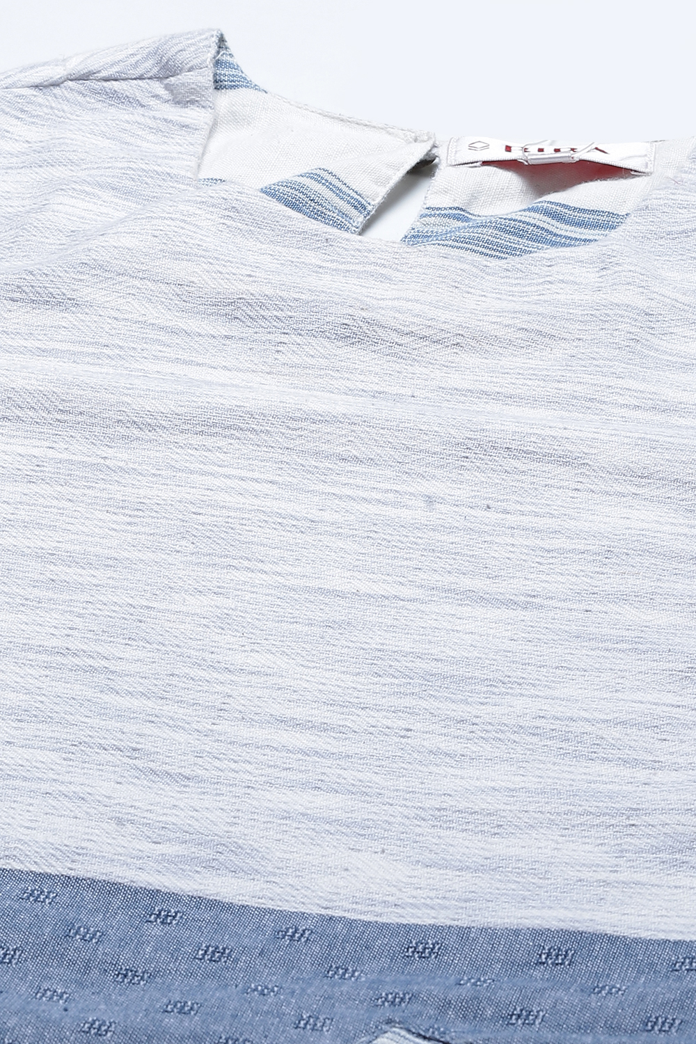 White And Blue Straight Cotton Fusion Wear image number 1