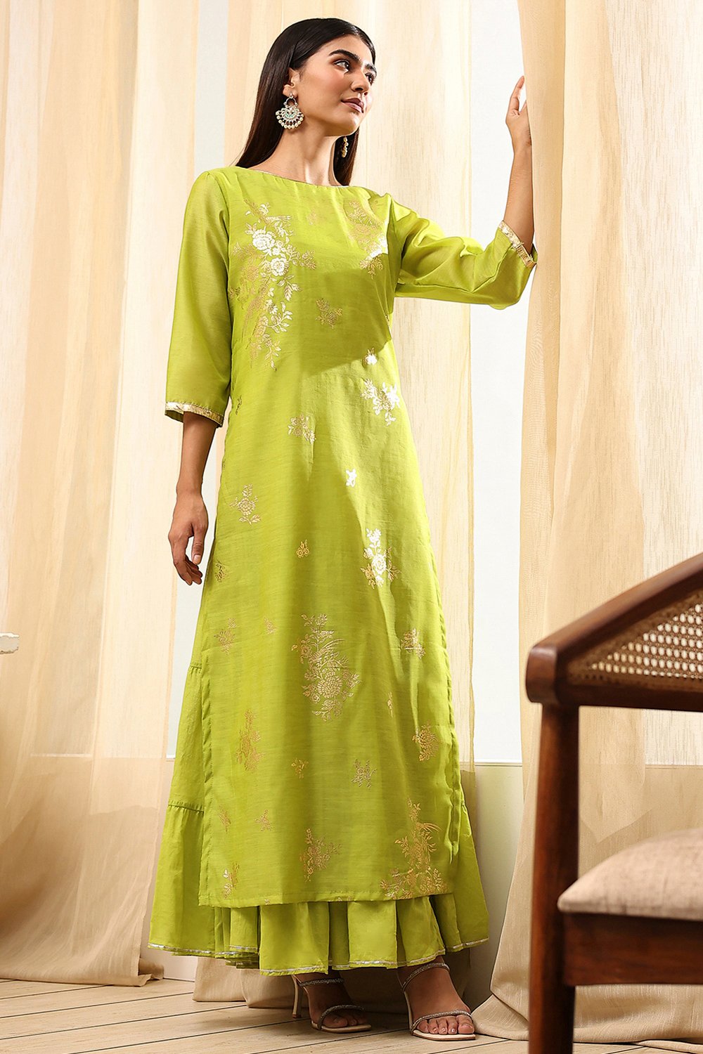 Black Poly Chanderi  Dress image number 4