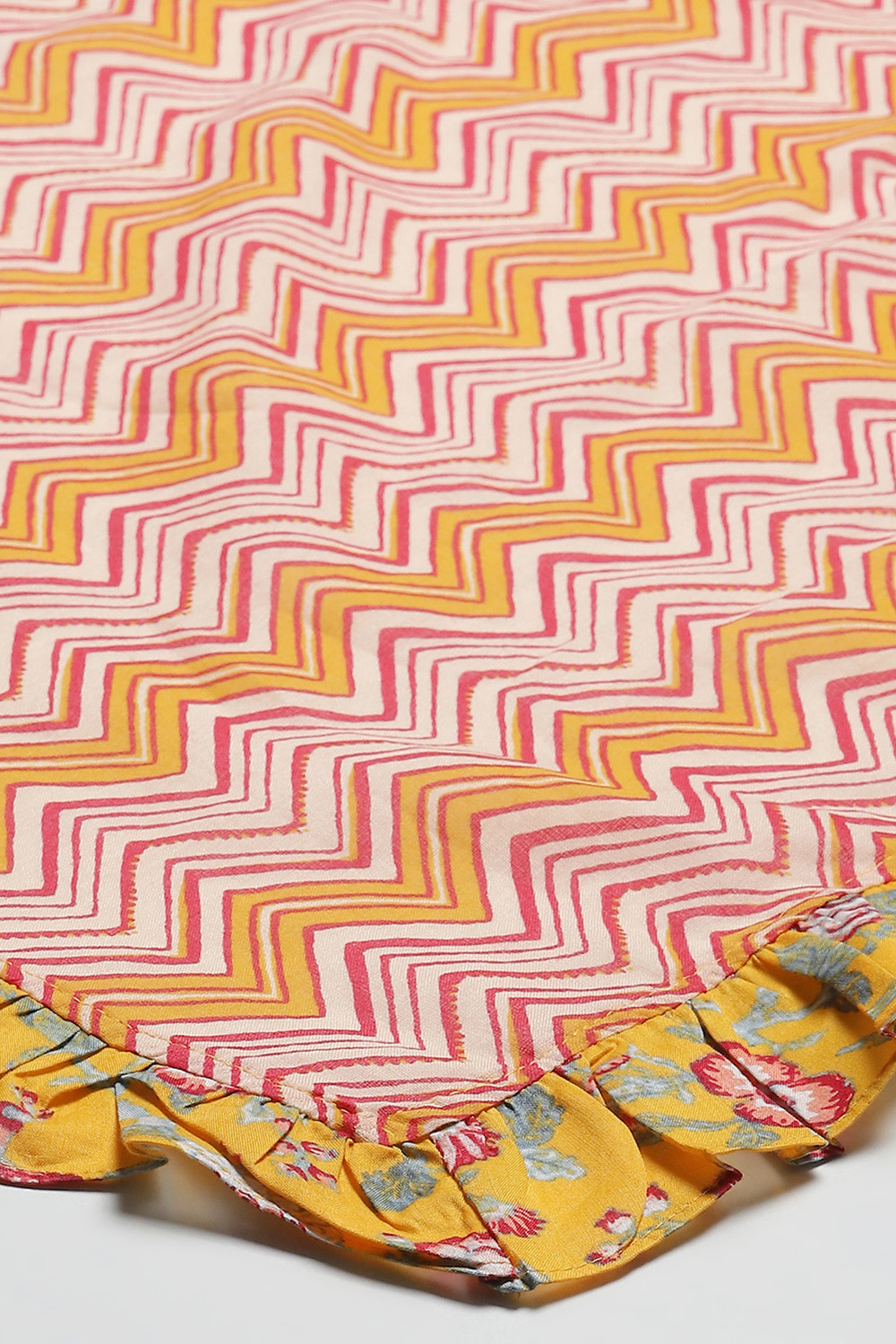 Yellow Poly Cotton A-Line Printed Kurta Dhoti Suit Set image number 3