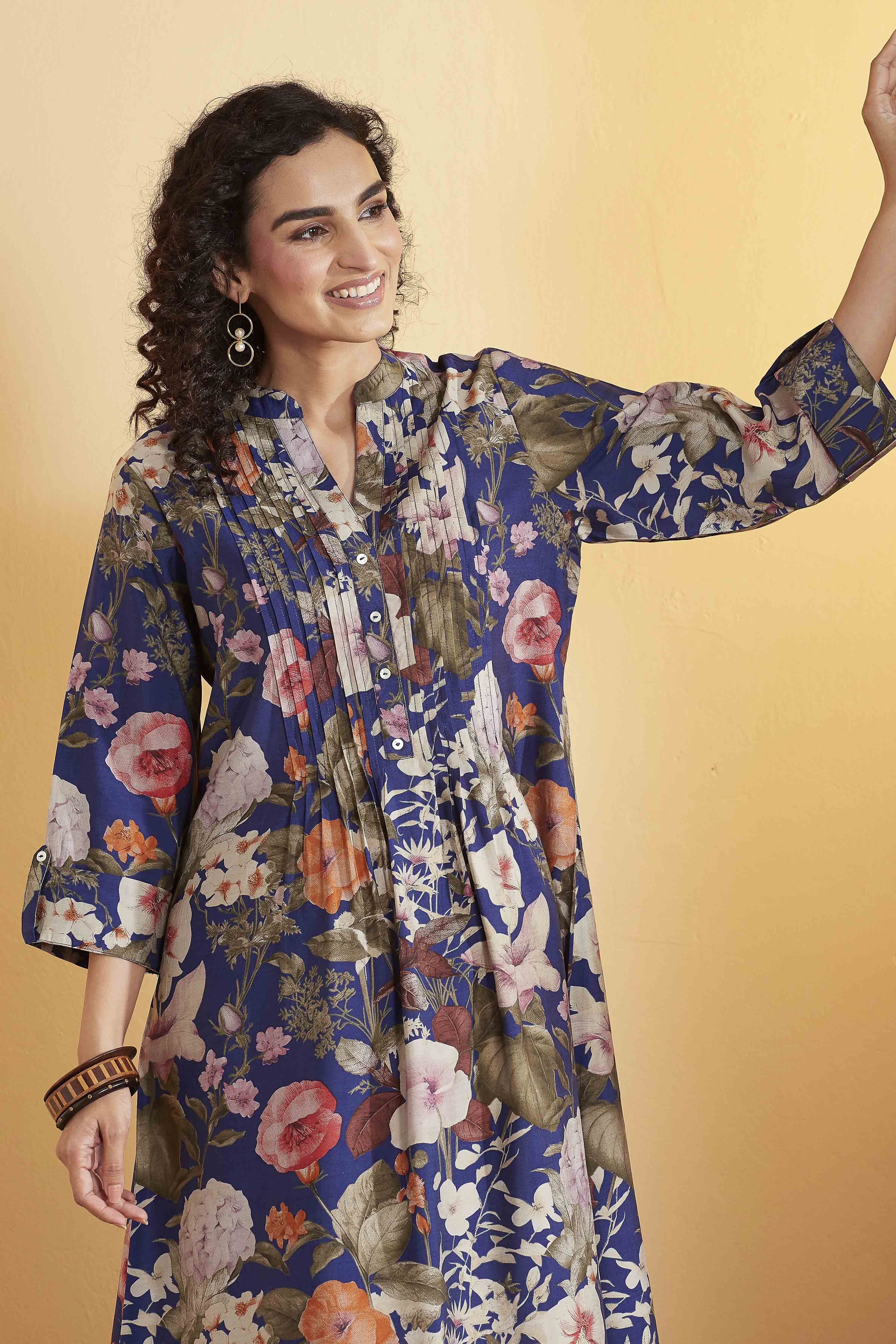 Blue Poly Viscose Straight Kurta image number 1