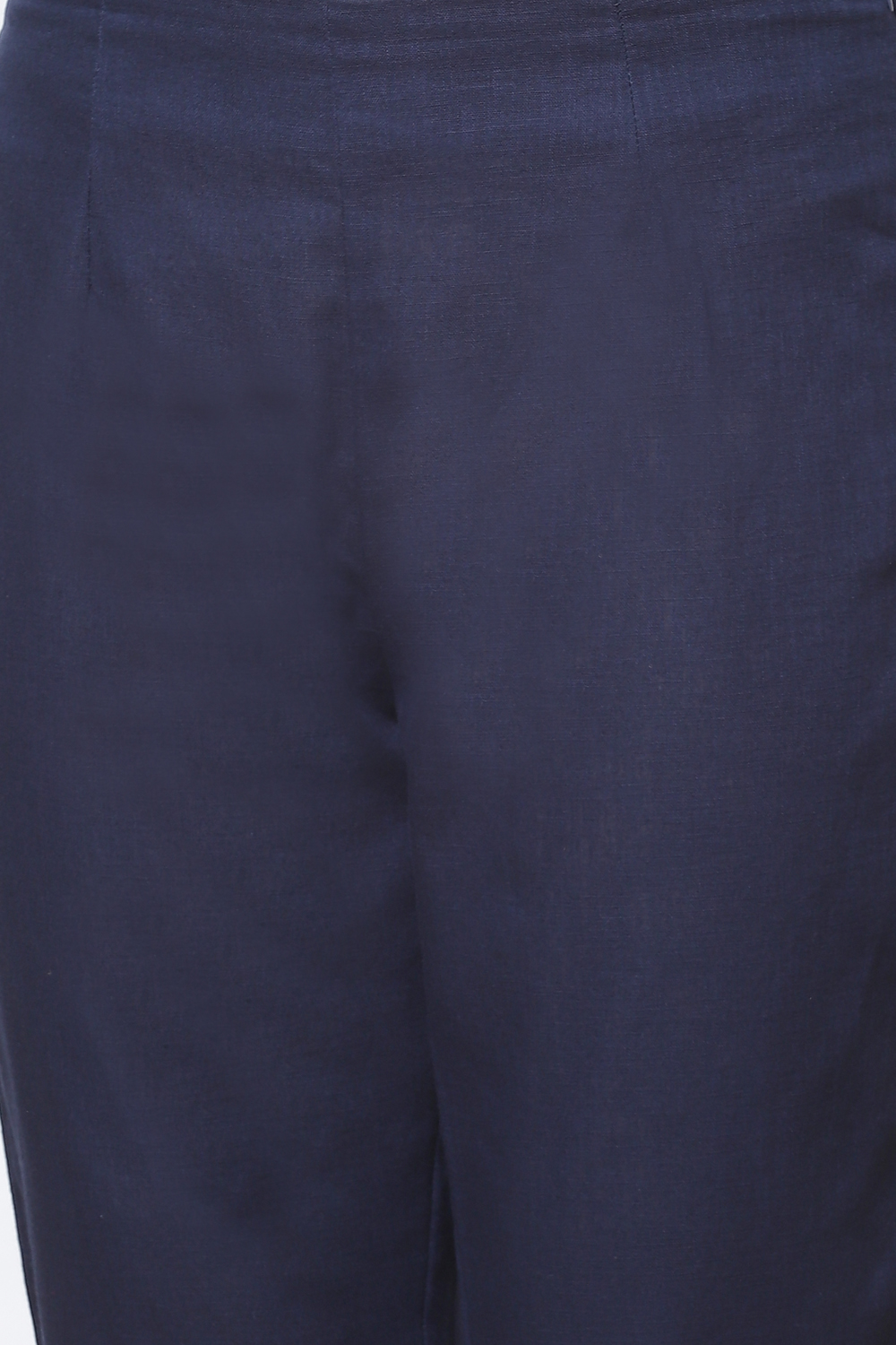 Navy Straight Cotton Fusion Wear 3 Piece Set image number 3