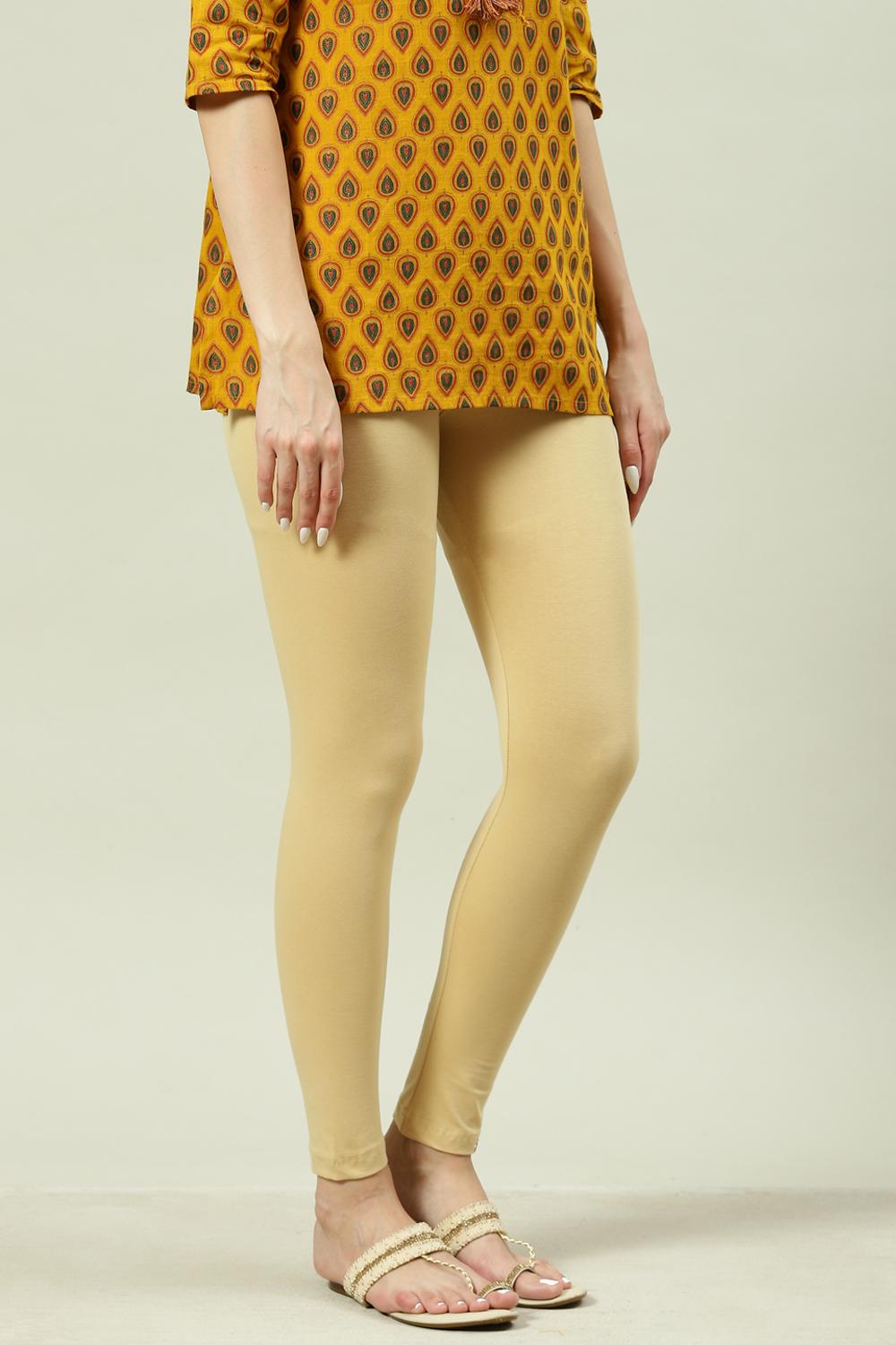 Black Cotton Blend Solid Leggings image number 3