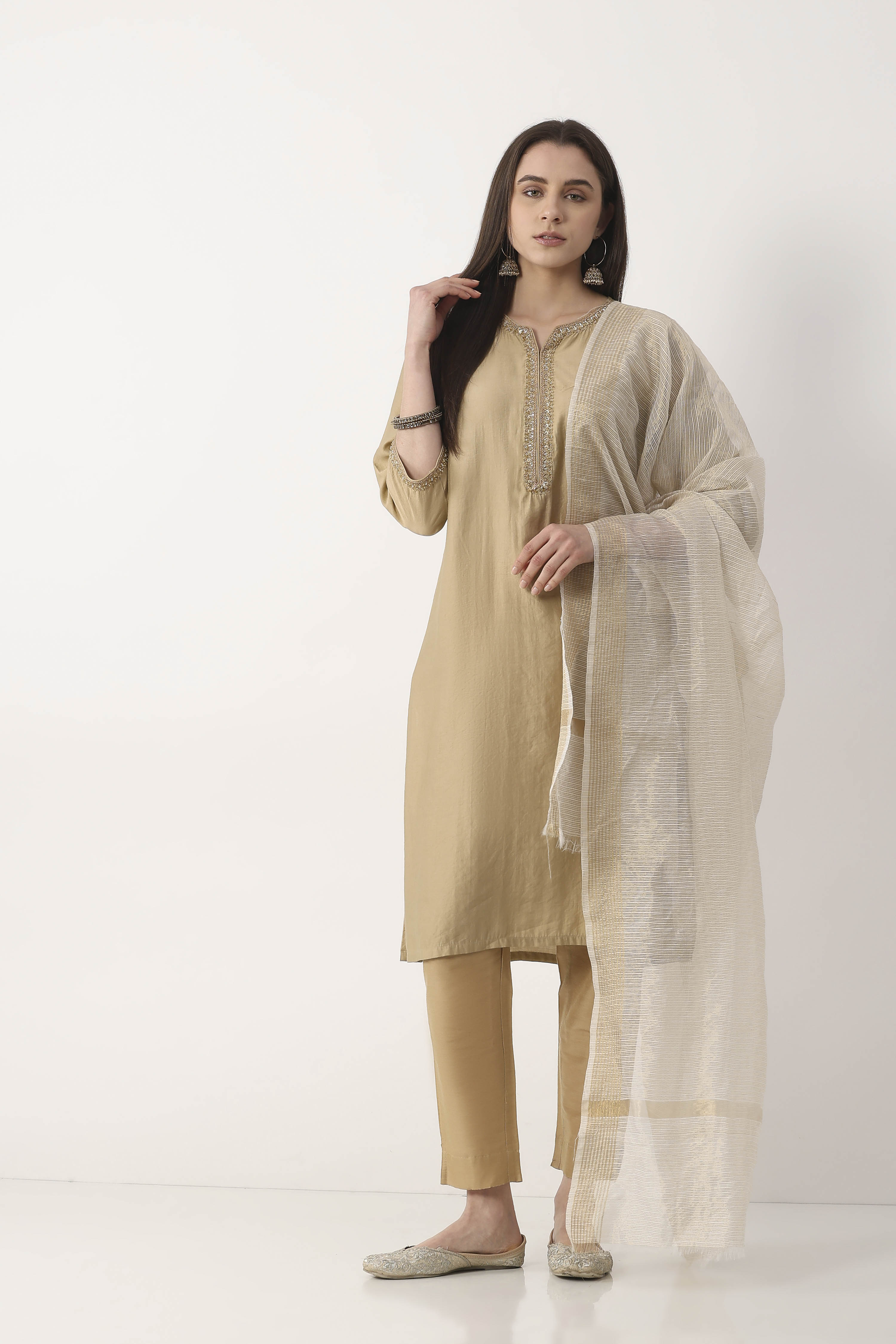 White Nylon Viscose Dupatta image number 0