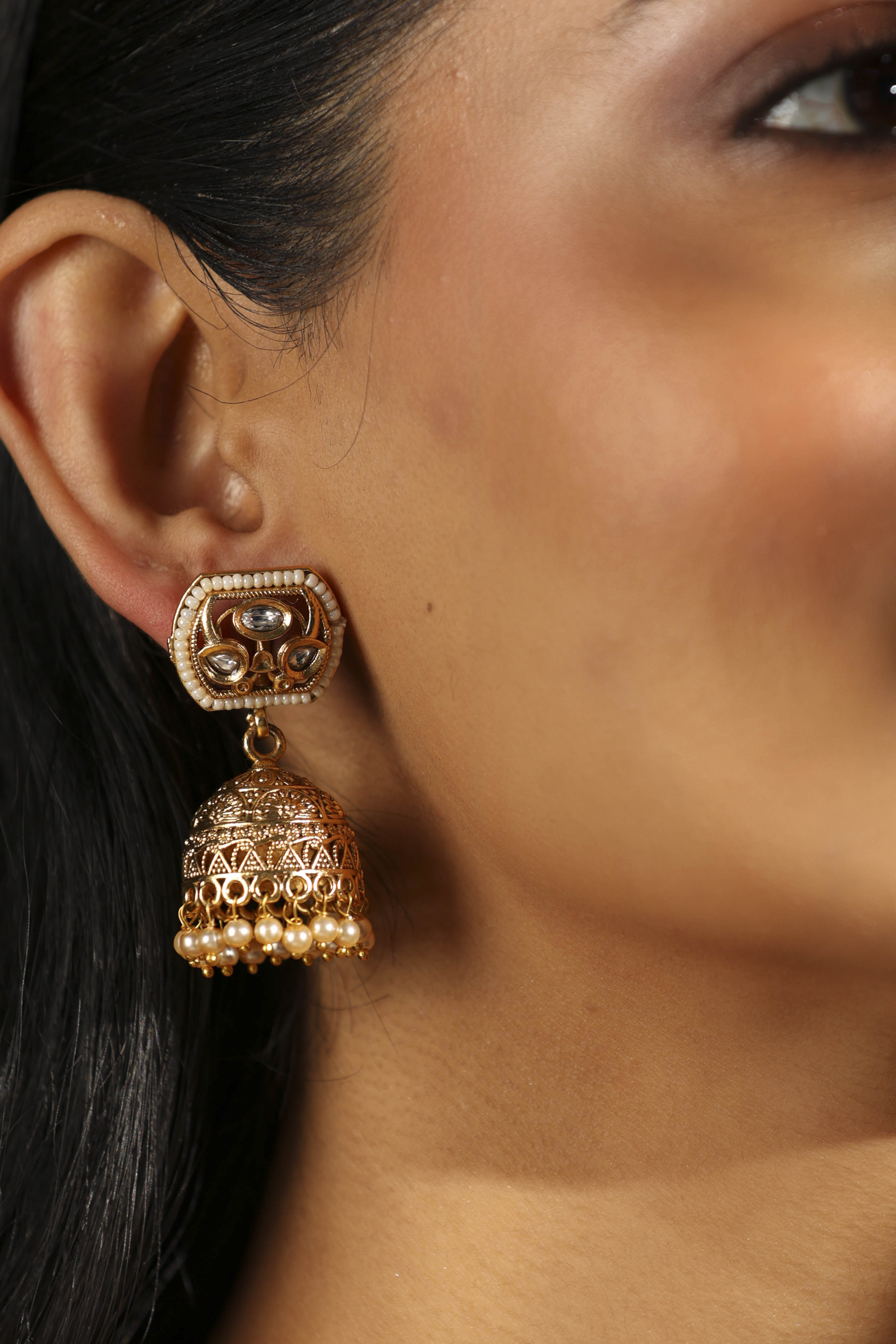 Gold Brass Jhumka image number 1
