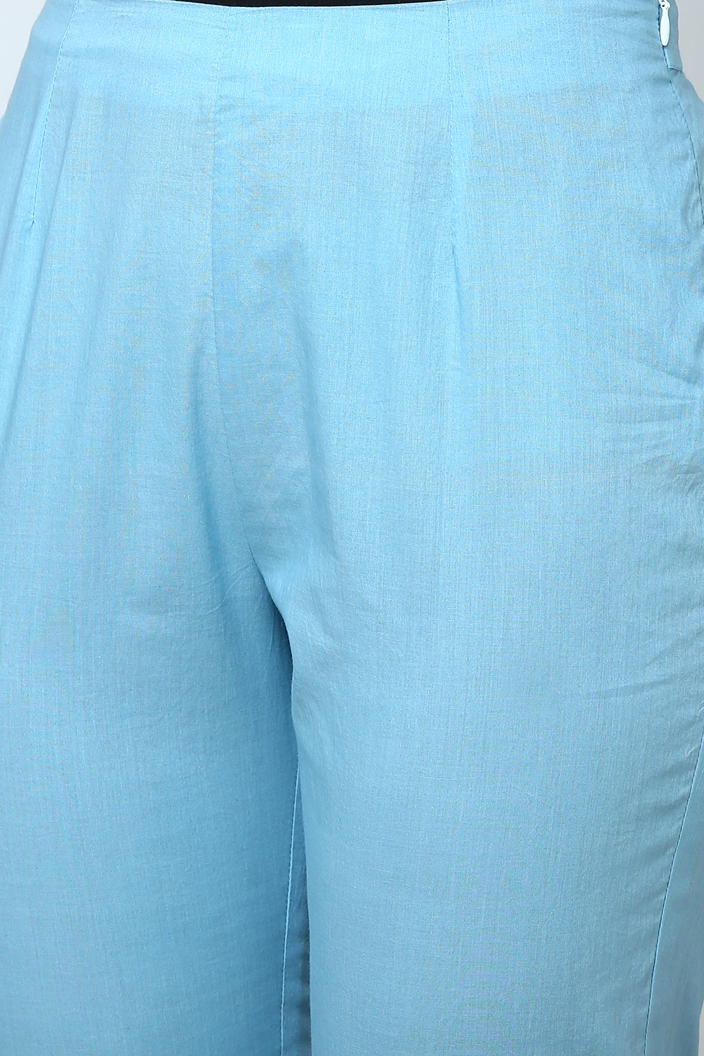Blue Metallic Cotton Straight Kurta Slim Pant Suit Set image number 3