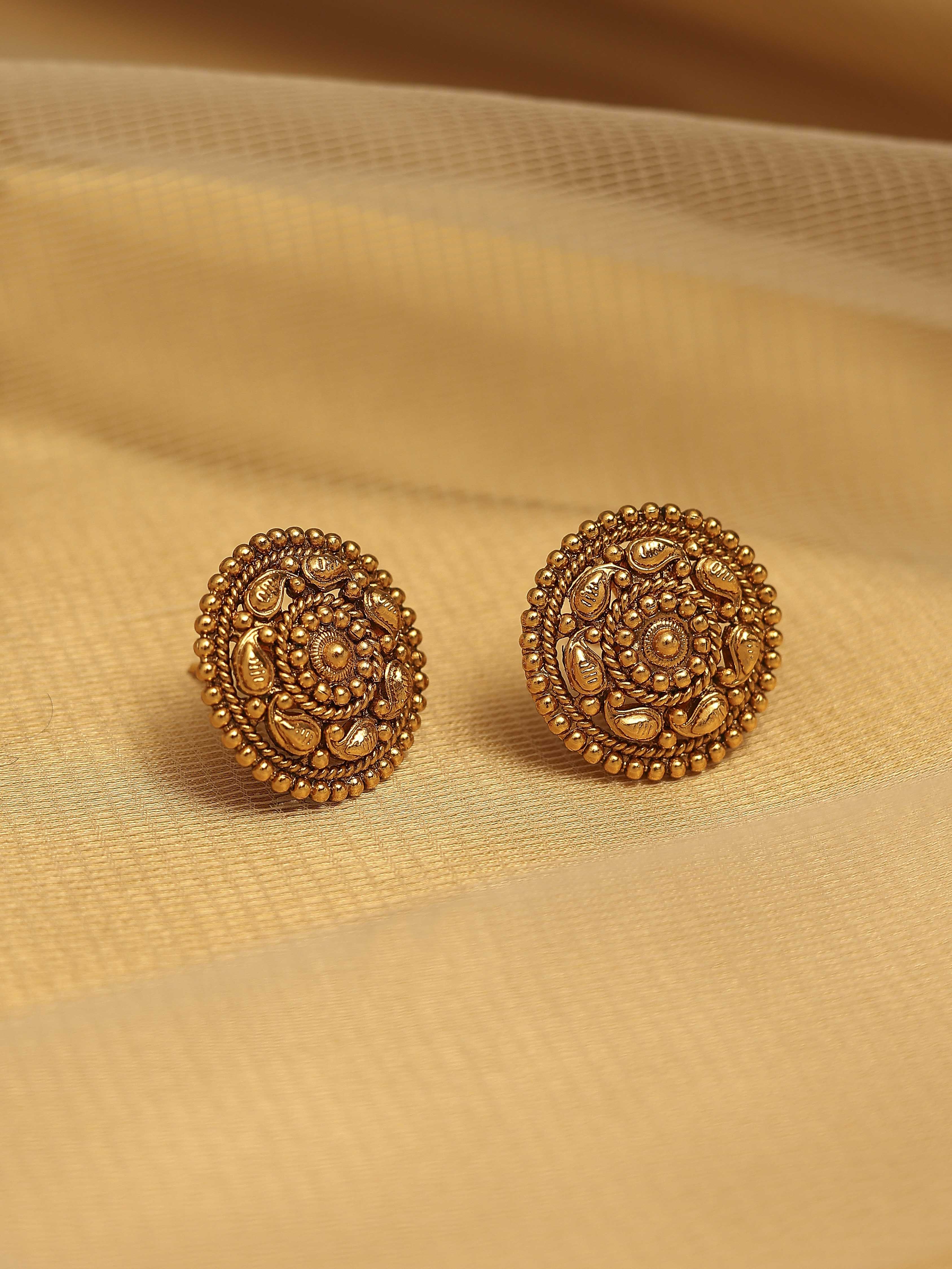 Gold Plated Brass Stud Earrings image number 0
