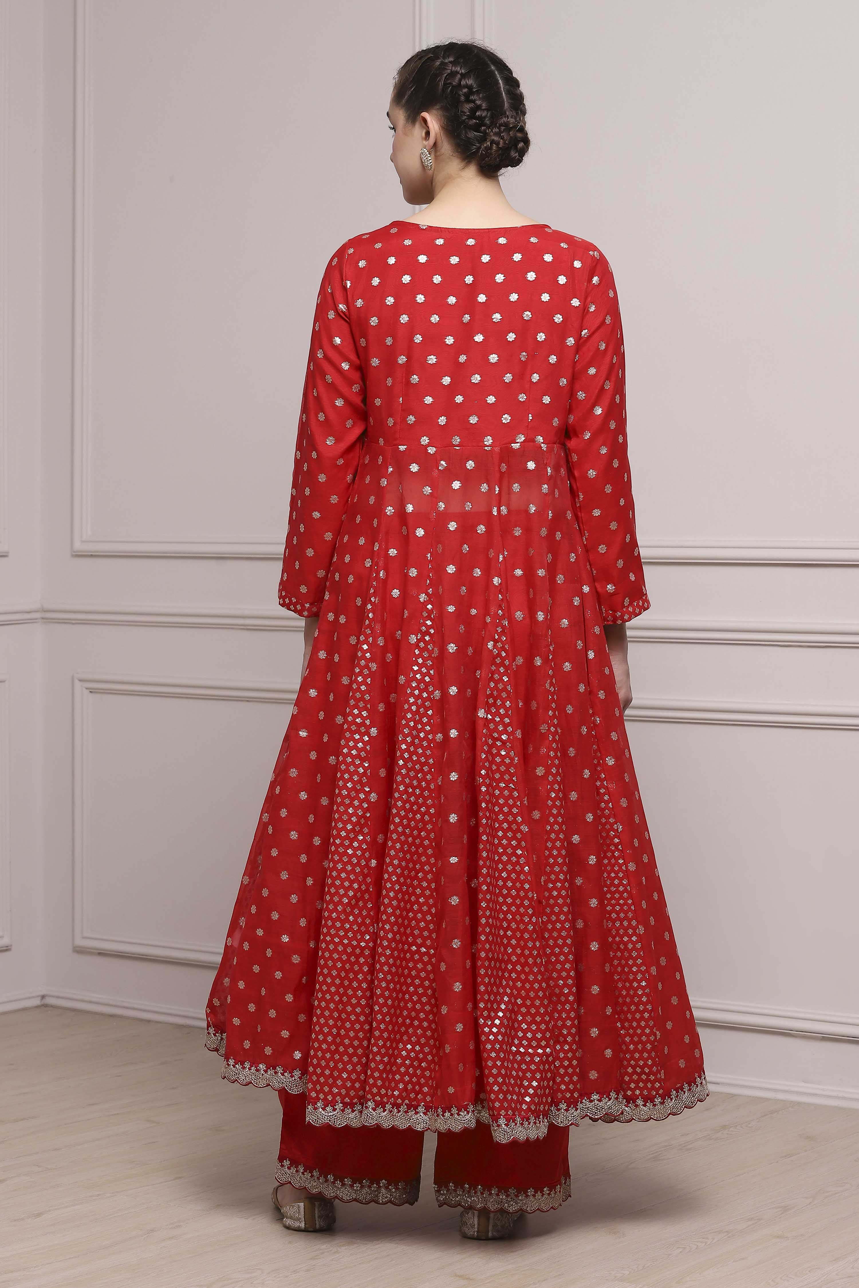 Pink Cotton Kalidar Yarndyed Suit Set image number 4