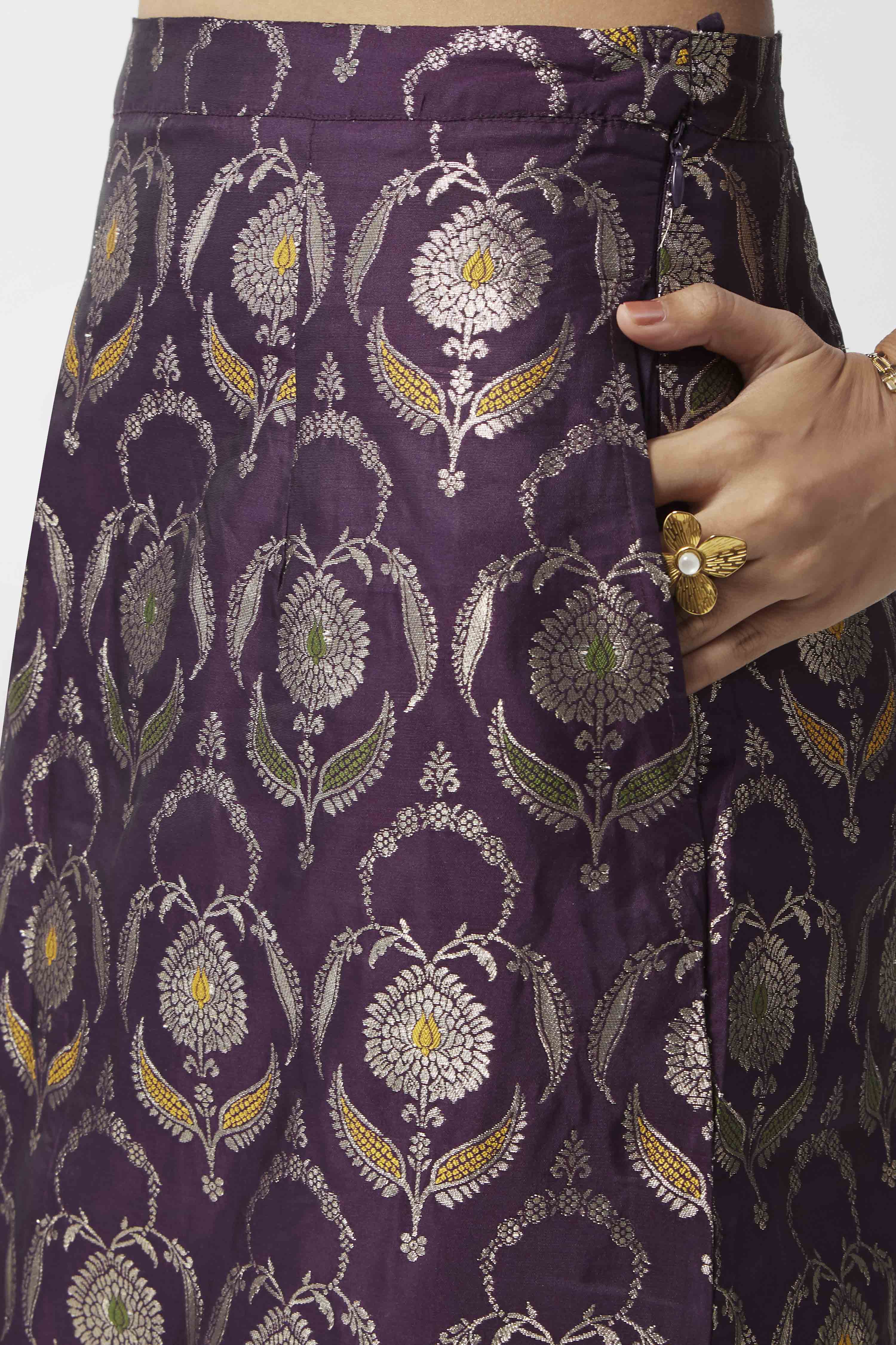 Purple Polyester Yarndyed Skirt image number 1