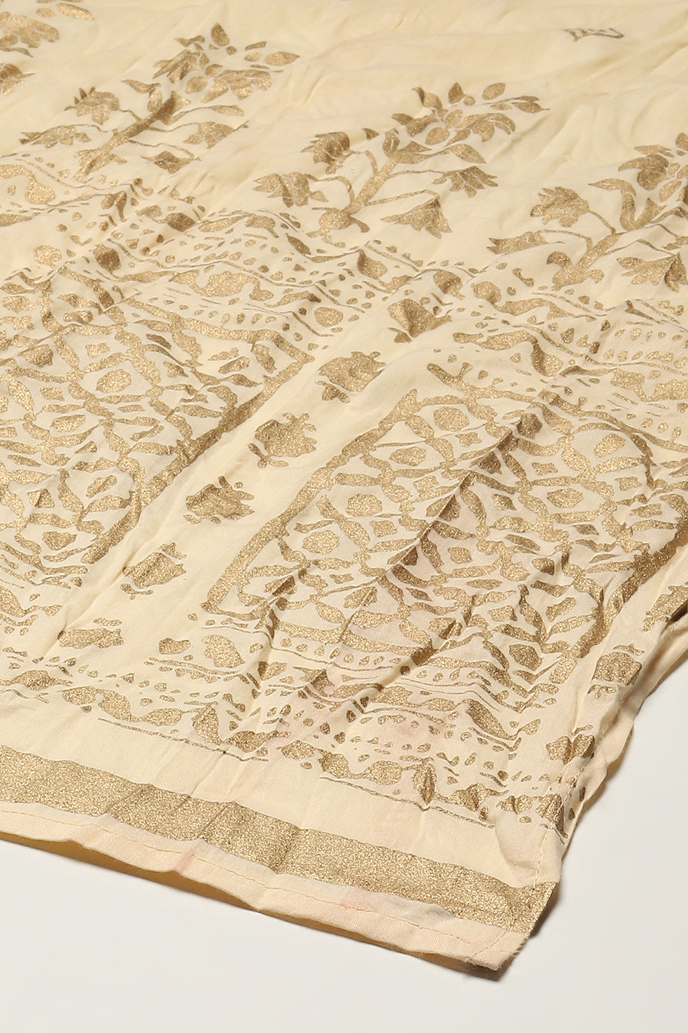 Beige Cotton Printed Dupatta image number 2