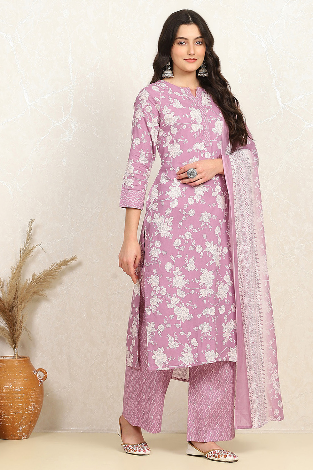 Rama Cotton Screen Print Unstitched Suit Set image number 6