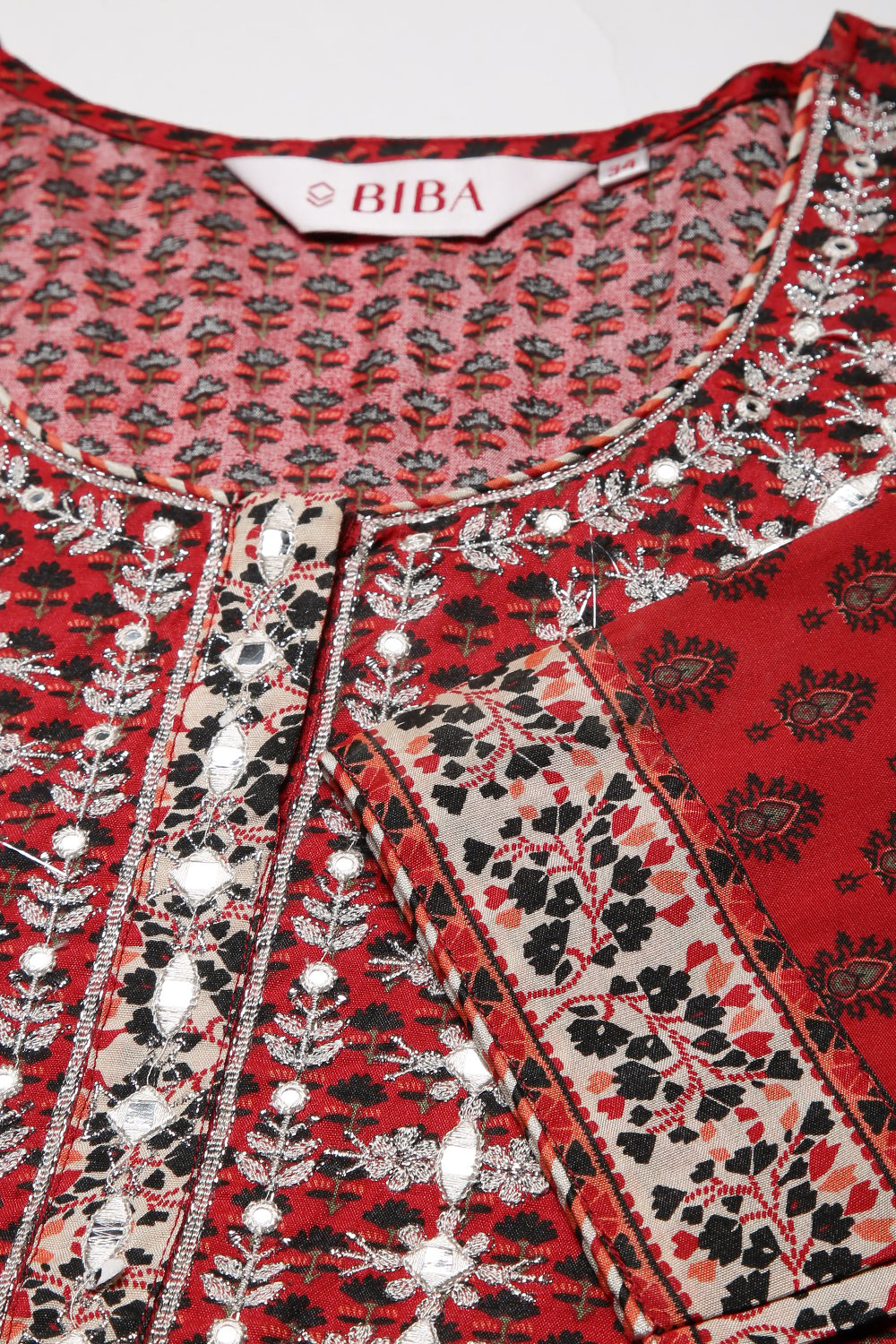 Terracotta Red Viscose Straight Printed Kurta image number 1