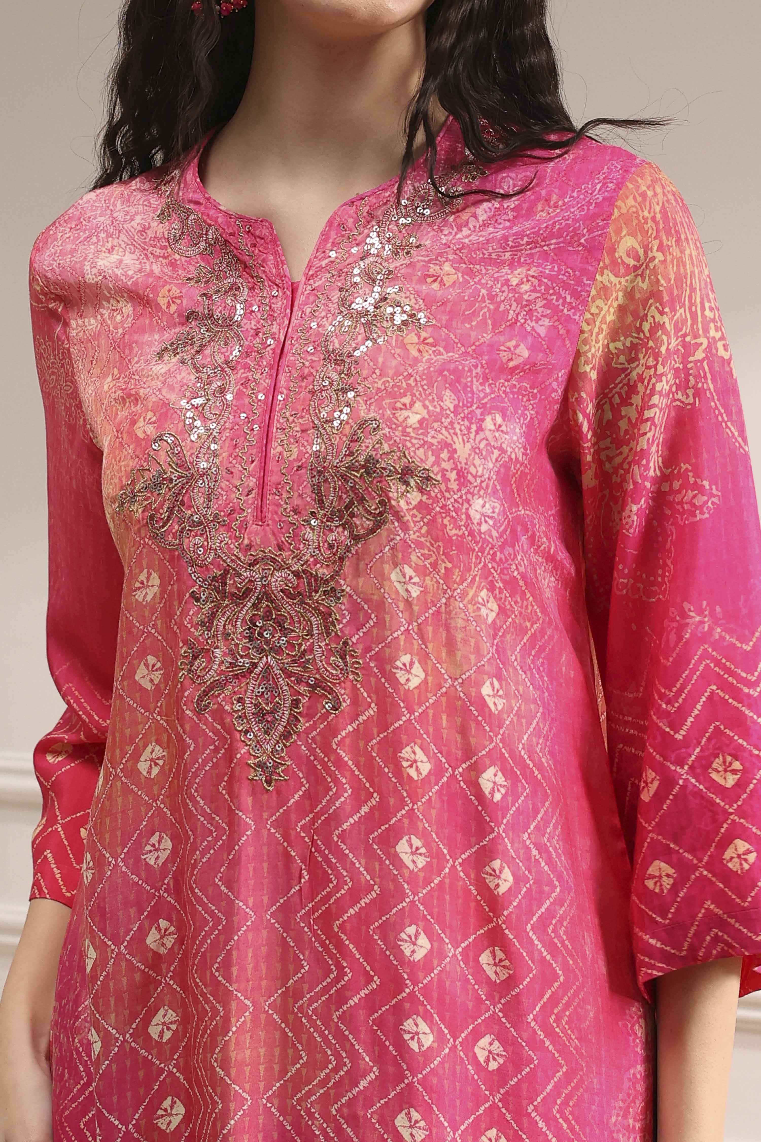 Turquoise Printed Straight Suit Set image number 1