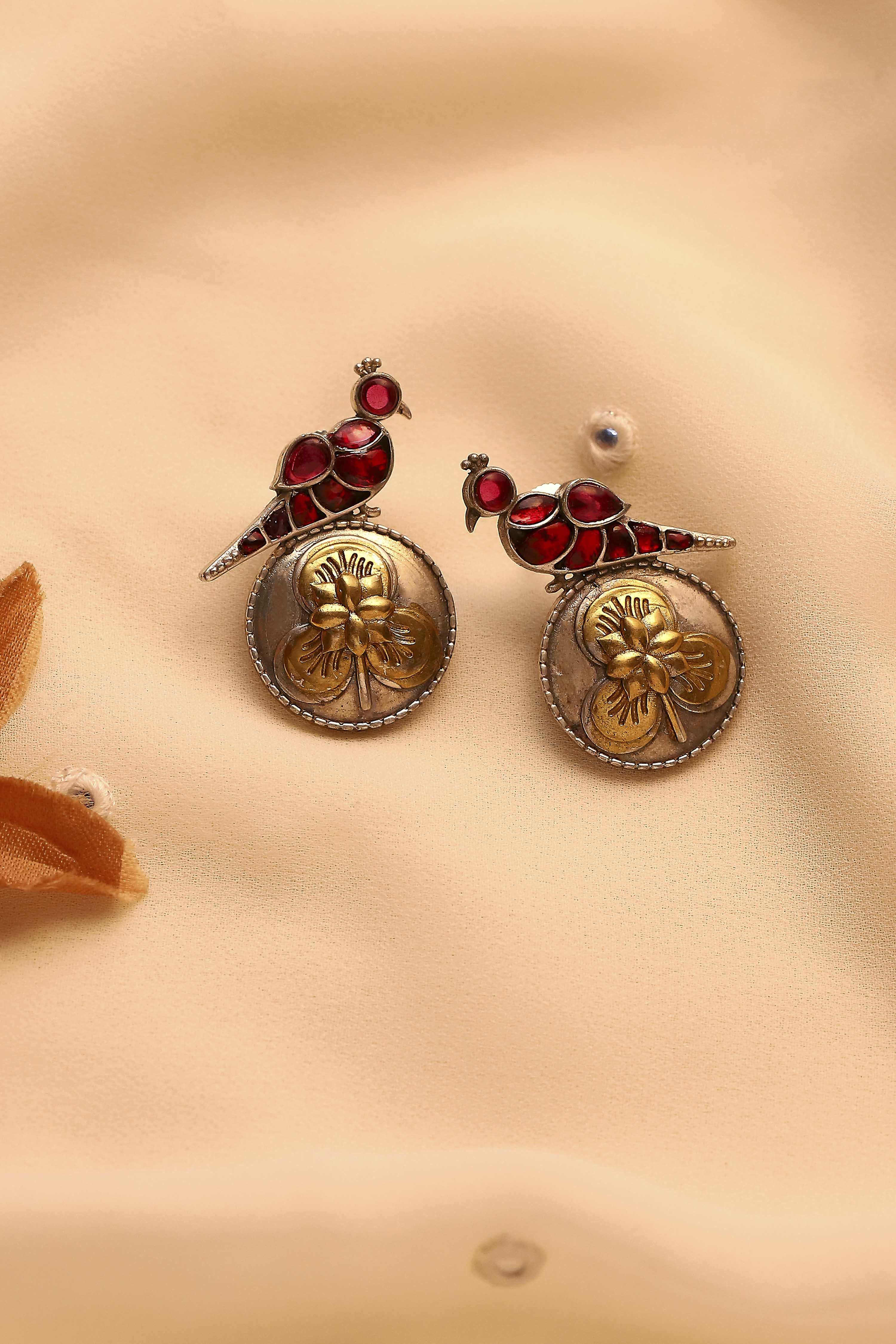 Dark Pink Stone Earrings image number 0