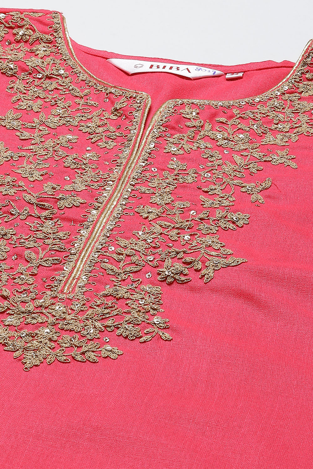 Fuschia Cotton Straight Kurta Pant Suit Set image number 1