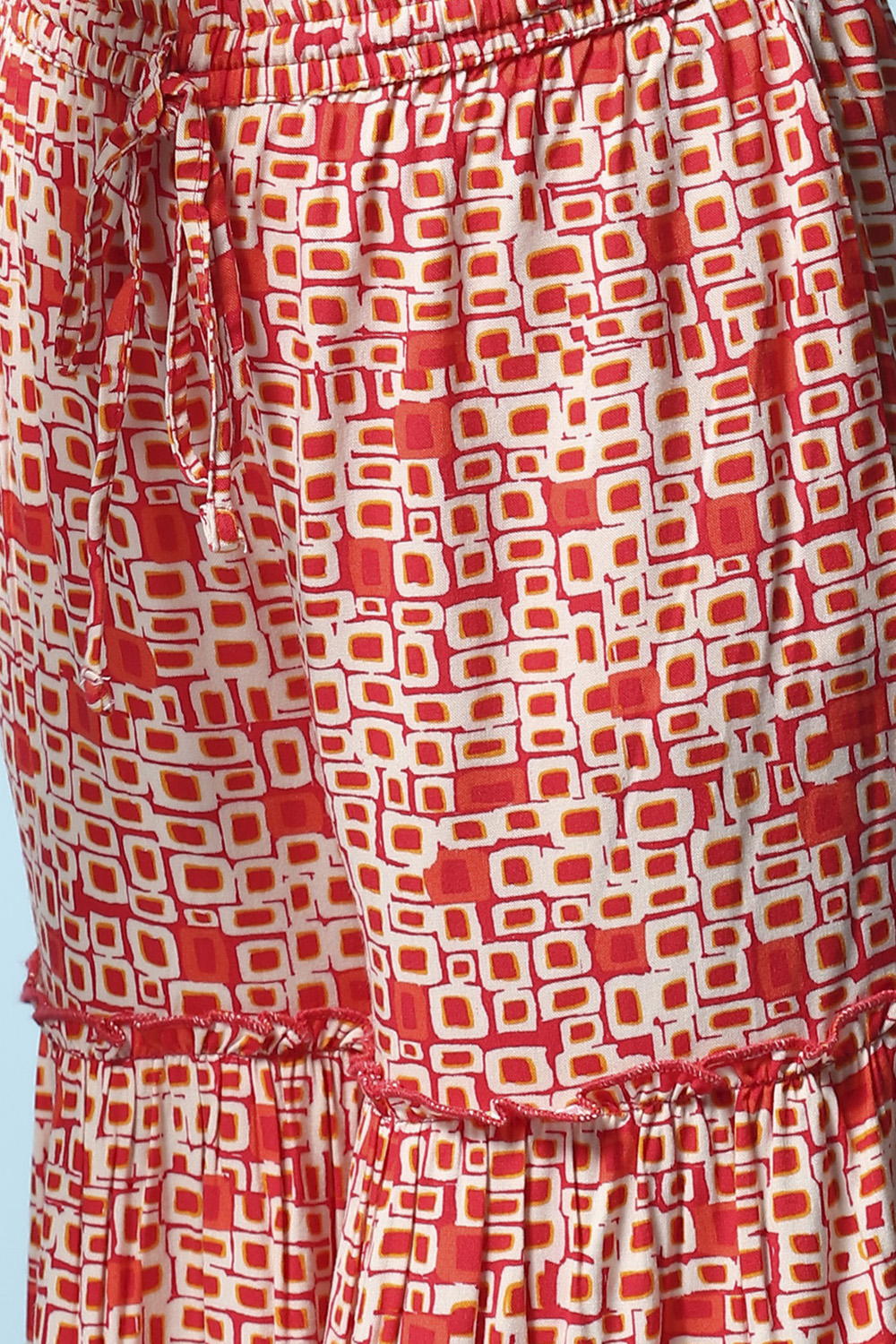 Red Rayon Flared Kurta Garara Suit Set image number 2
