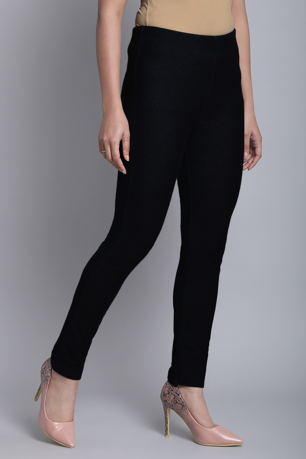 Black Poly Cotton Jeggings image number 2