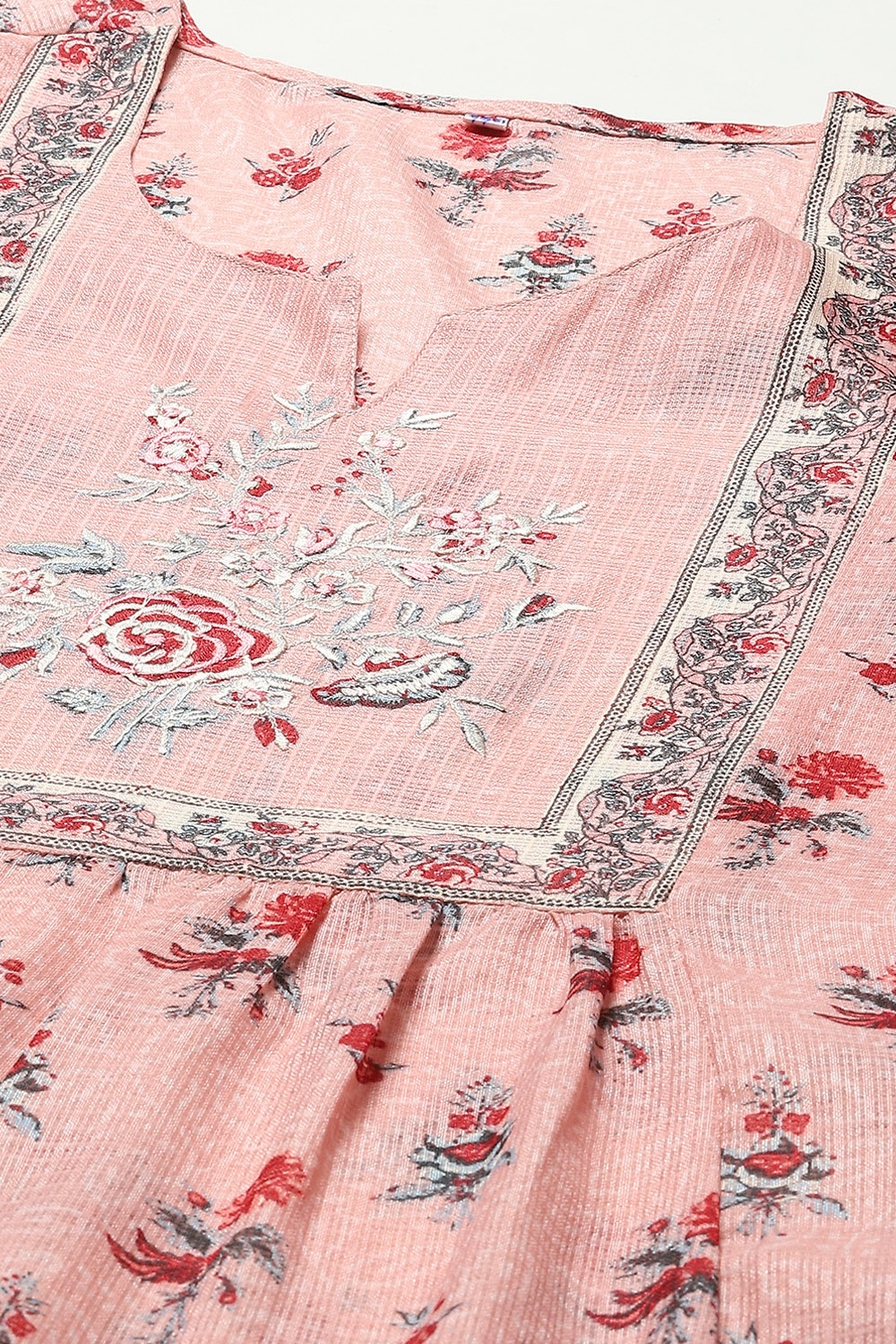 Dry Rose Cotton Blend Layered Kurta Pant Suit Set image number 2