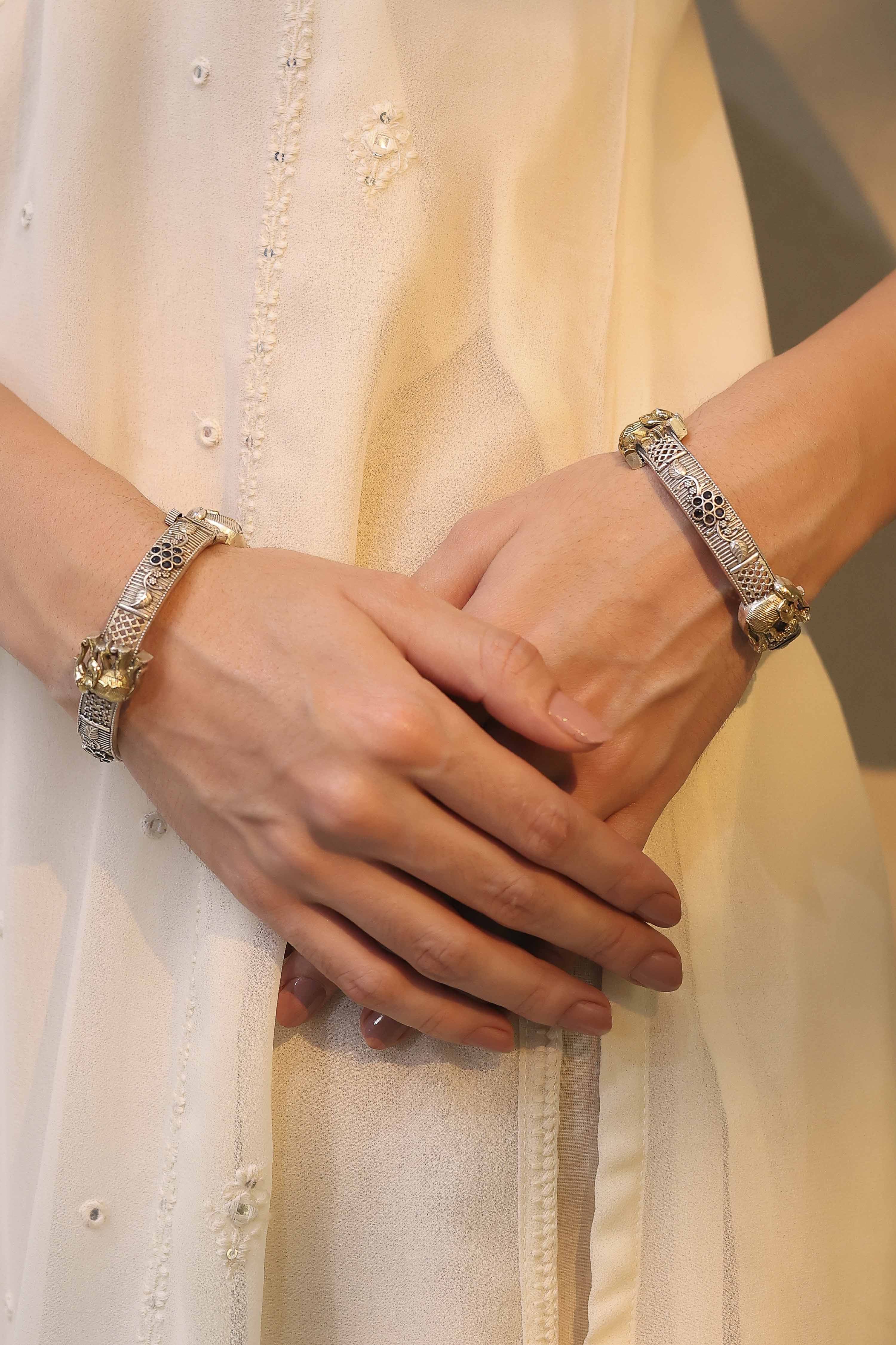 Navy Brass Oxidised Bangles image number 1