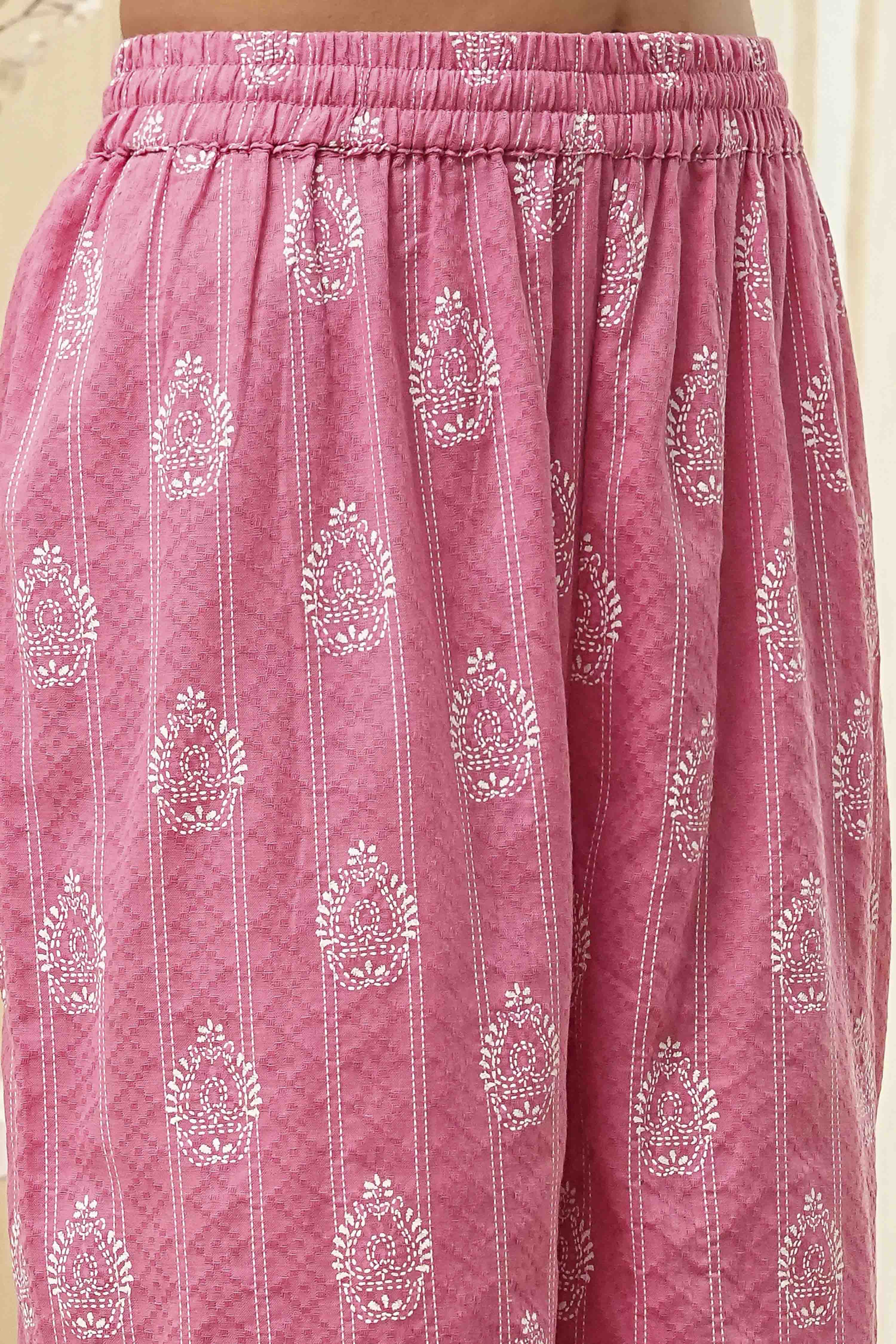 Pink Pure Cotton Printed Straight Suit Set image number 2