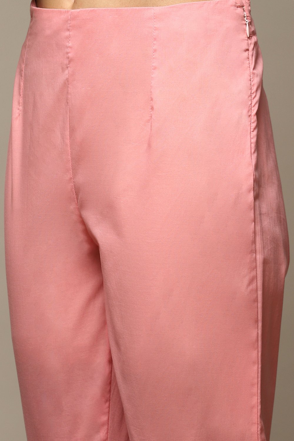 Dry Rose Cotton Blend Layered Kurta Pant Suit Set image number 3