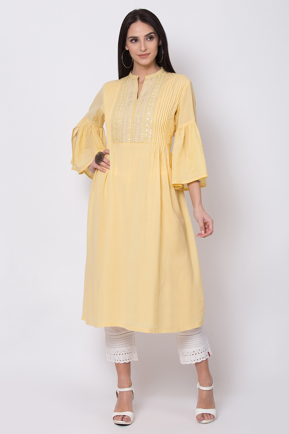 Peach Viscose Cotton A-Line Kurta image number 0