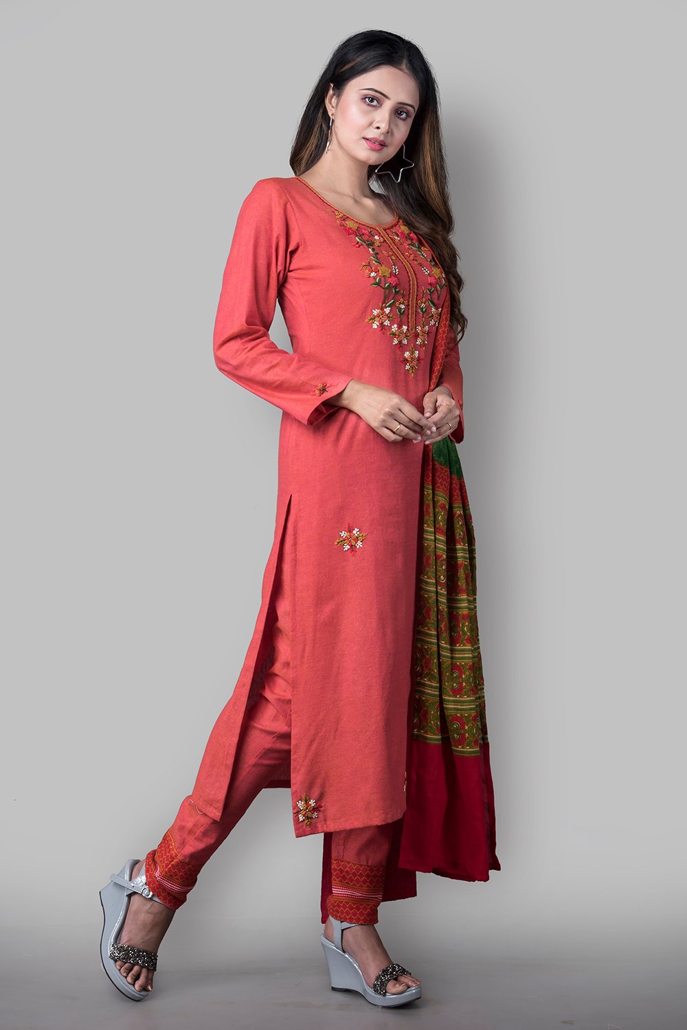 Coral Cotton Easy Stitch Suit Set image number 5
