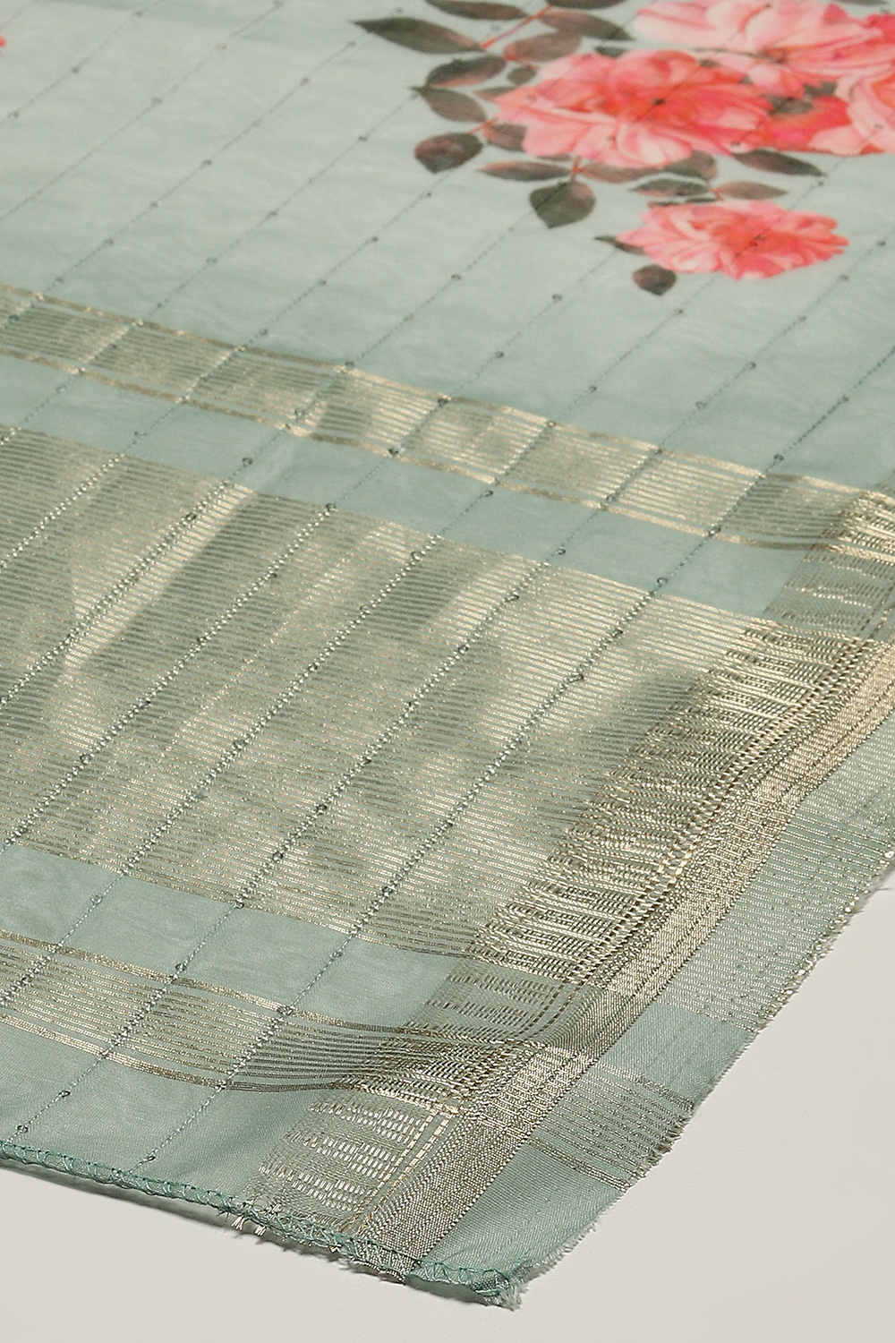 Green Cotton Digital Print Unstitched Suit Set image number 8