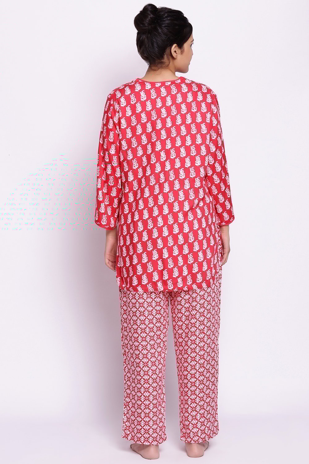 Dark Pink Cotton Printed Loungewear Set image number 6