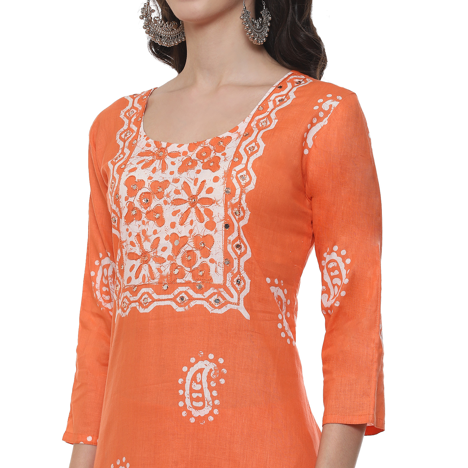 Peach Cotton Blend Unstitched Suit Set image number 2