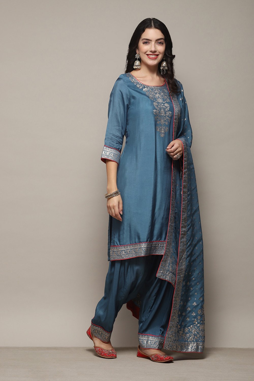 Fuchsia Viscose Straight Kurta Salwar Suit Set image number 6
