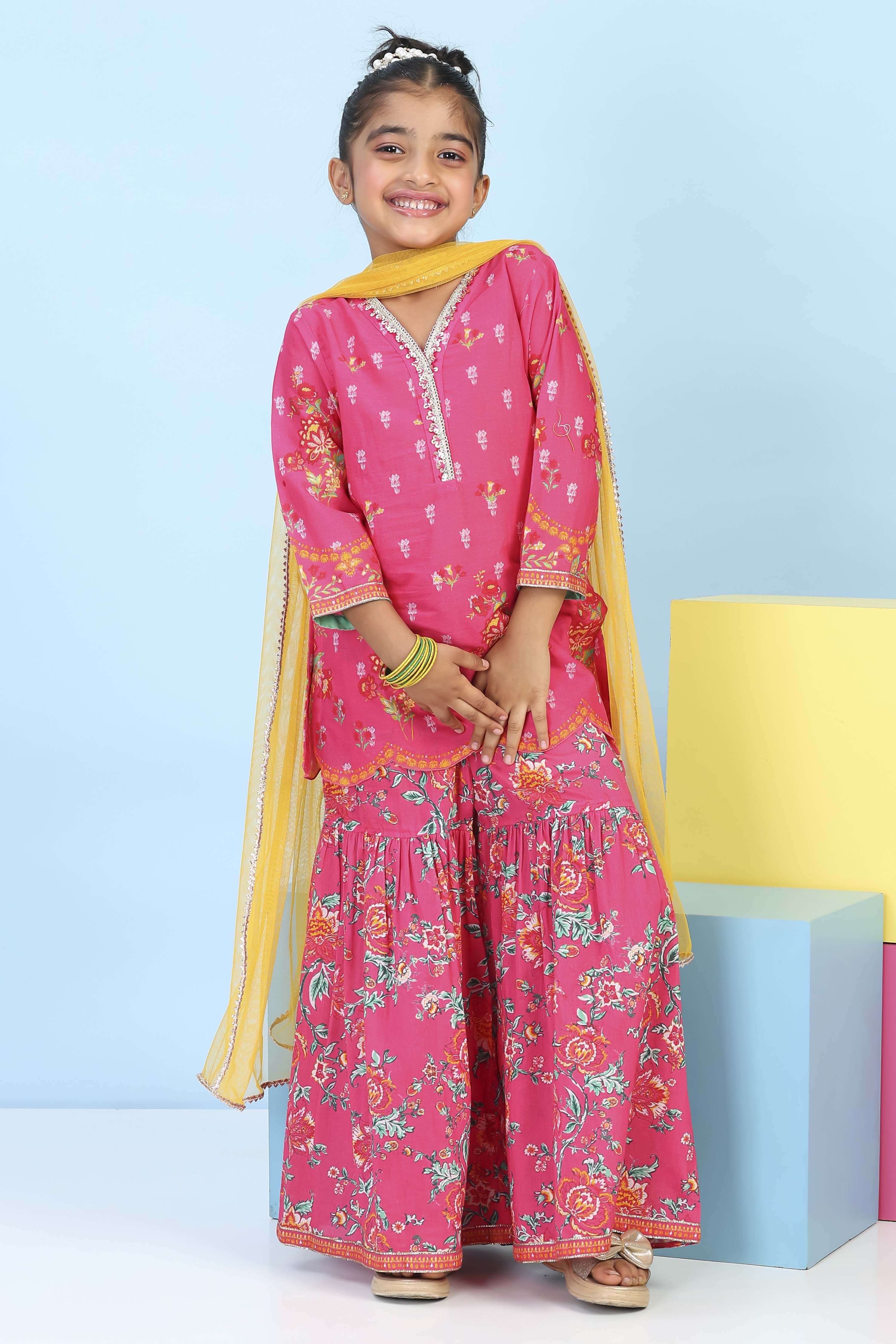 Pink Cotton Printed Straight Suit Set image number 6