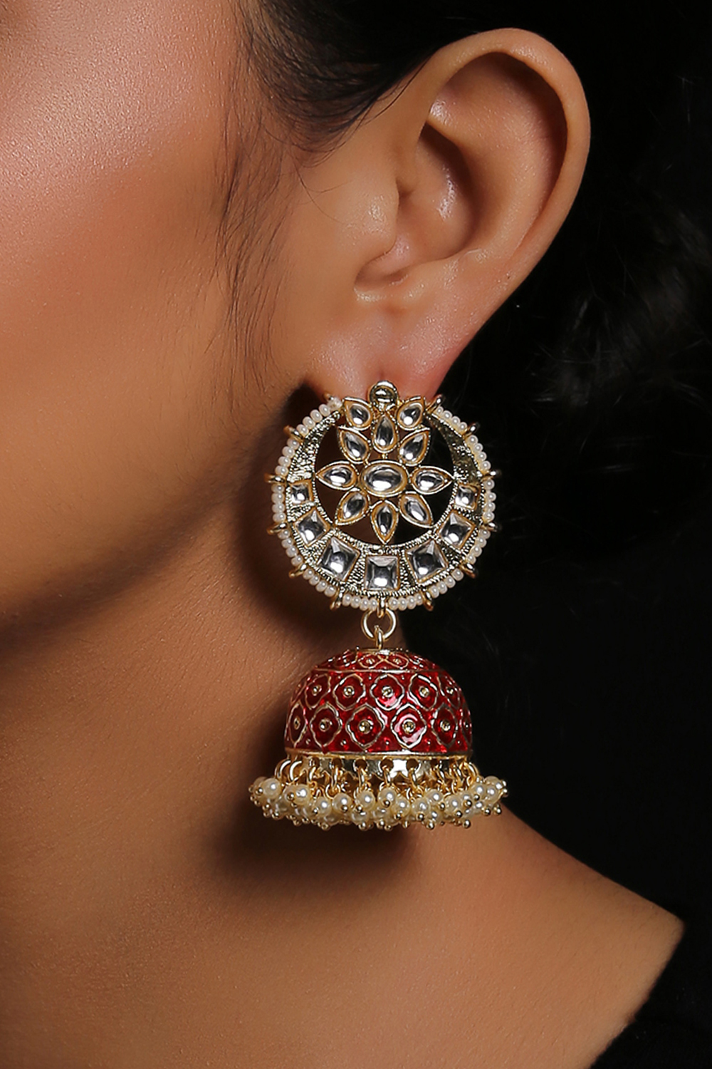 Blue Kundan Jhumkas image number 0