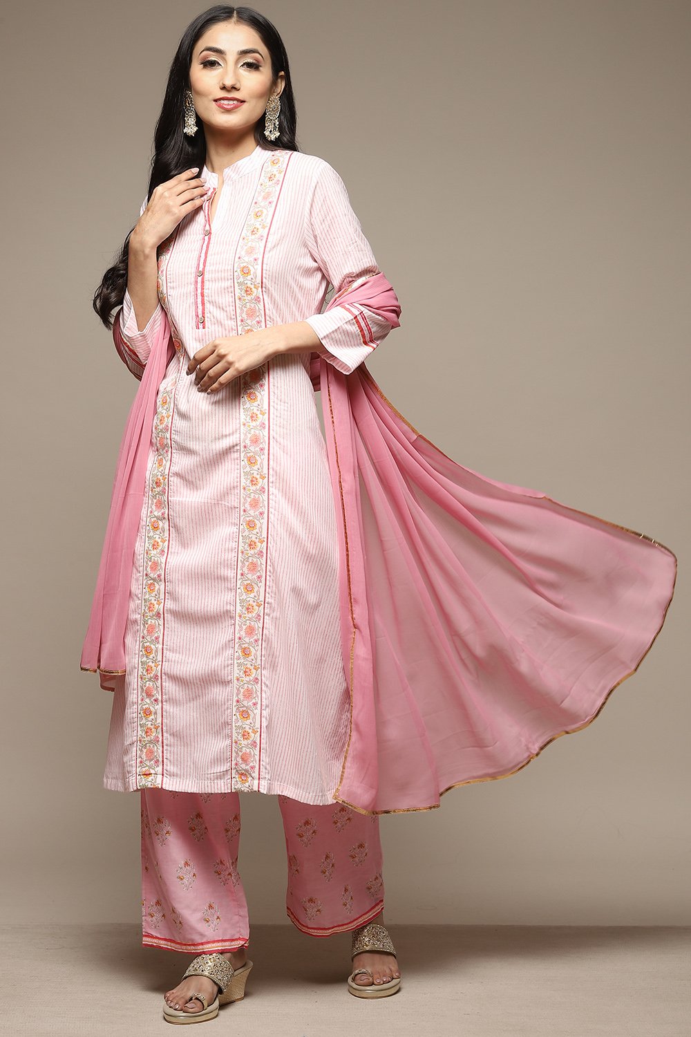 Teal Cotton A-Line Kurta Palazzo Suit Set image number 5