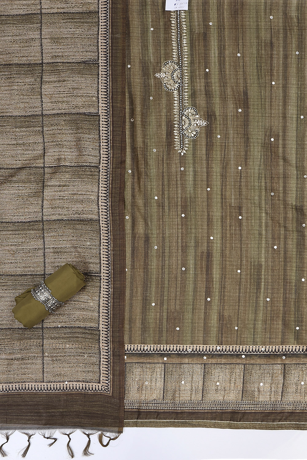 Wine Silk Blend Printed Embroidered Unstitched Suit Set image number 1