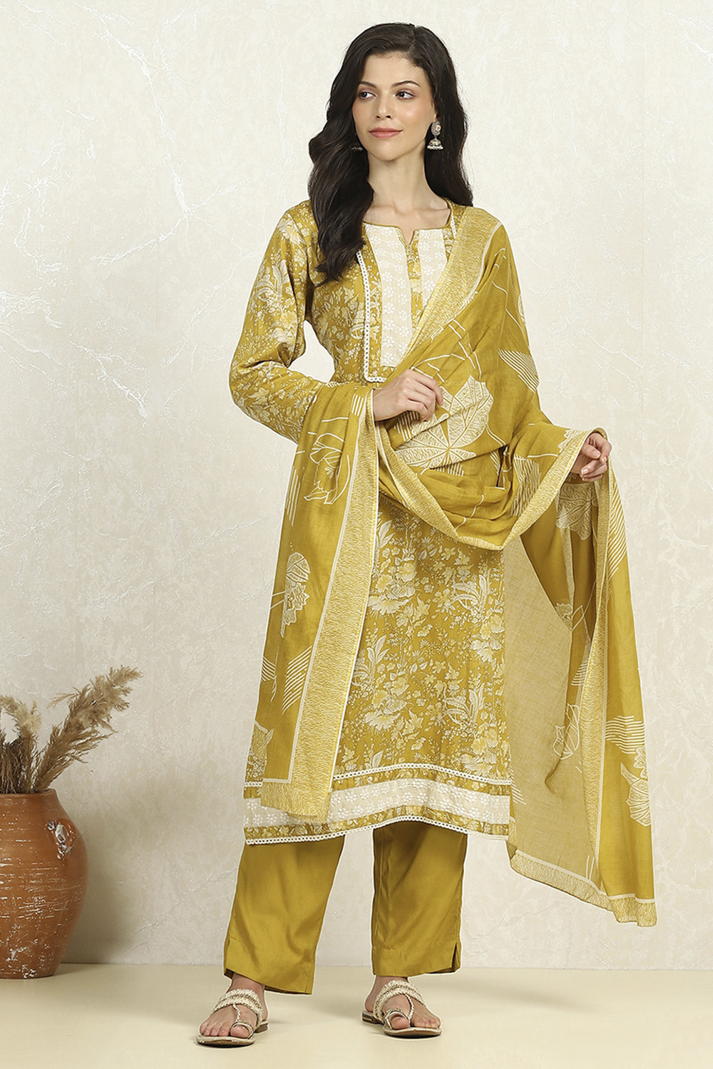 Purple Cotton Unstitched Suit Set image number 1