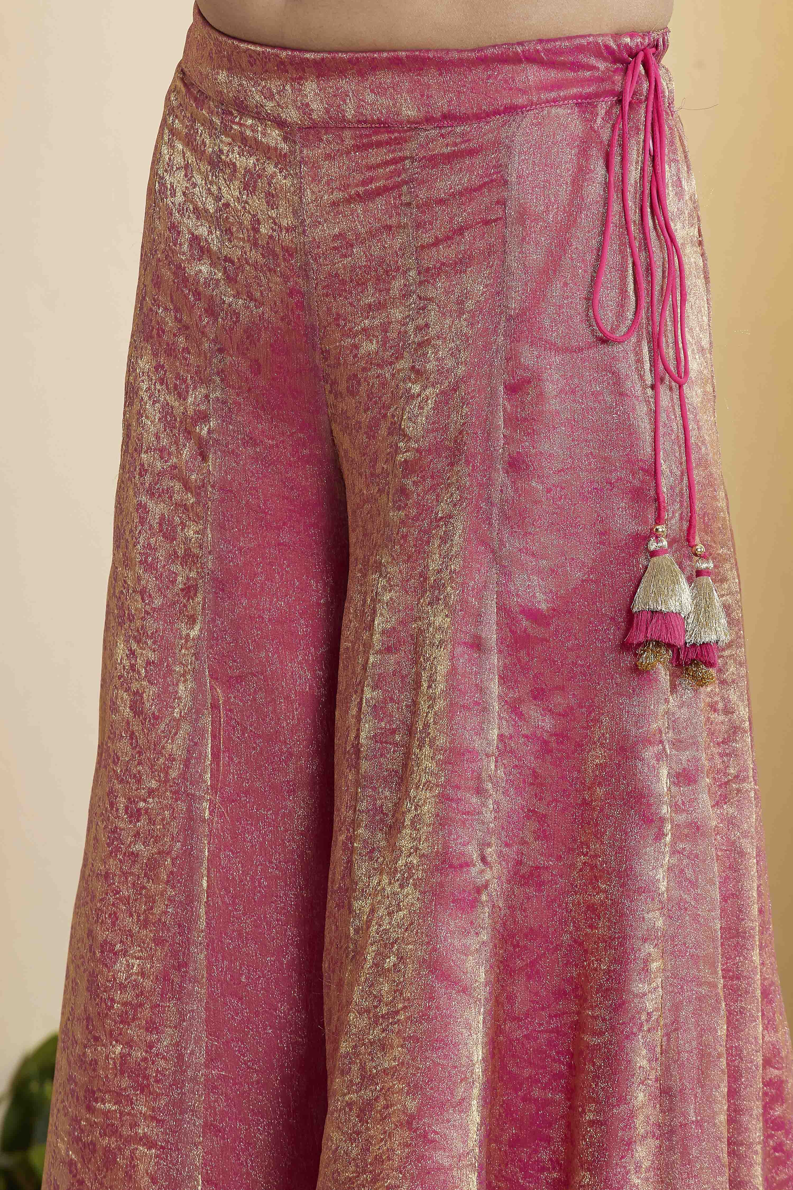 Fuchsia Viscose Blend Embroidered Fusion Set image number 2