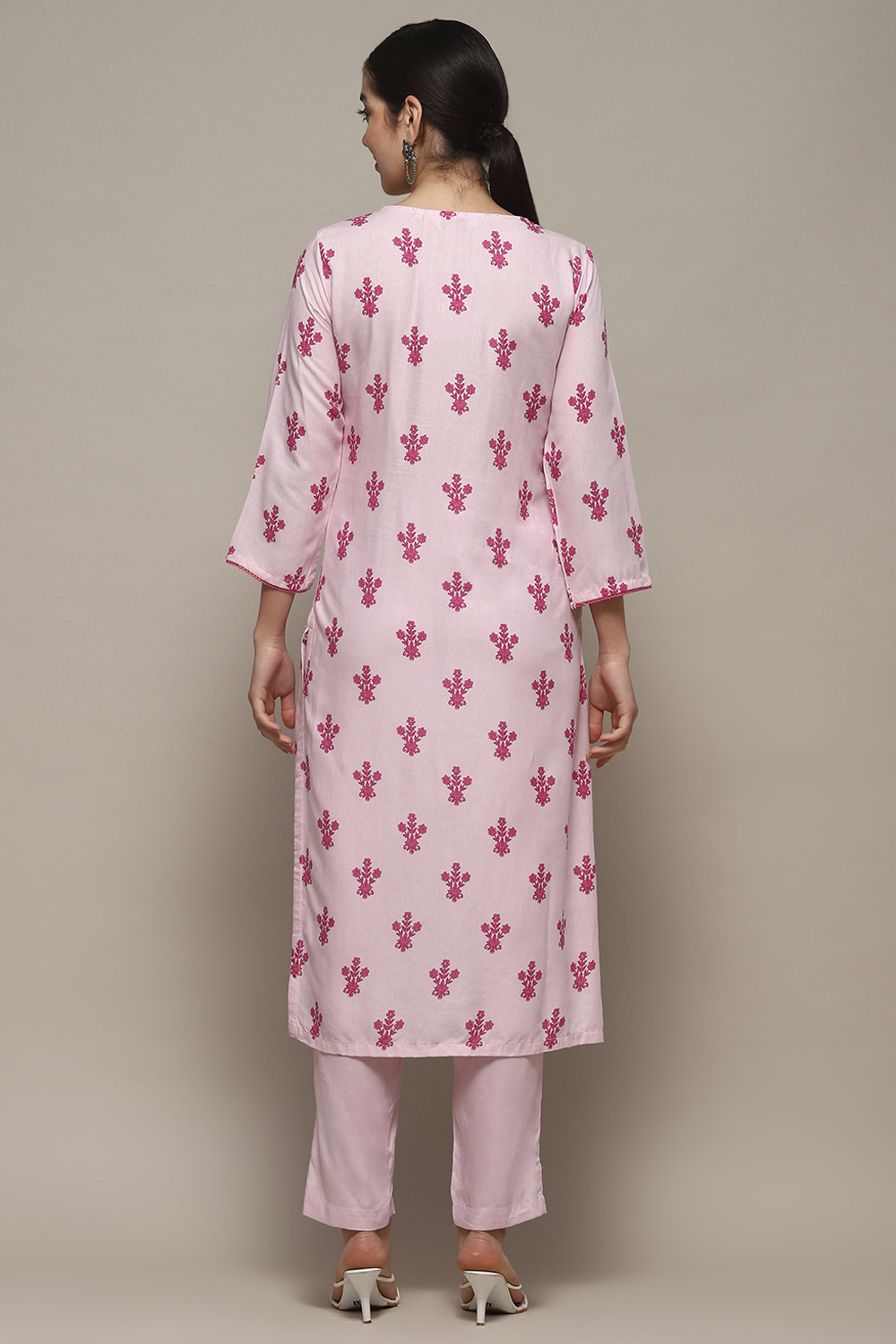 Pink Rayon Straight Suit Set image number 5
