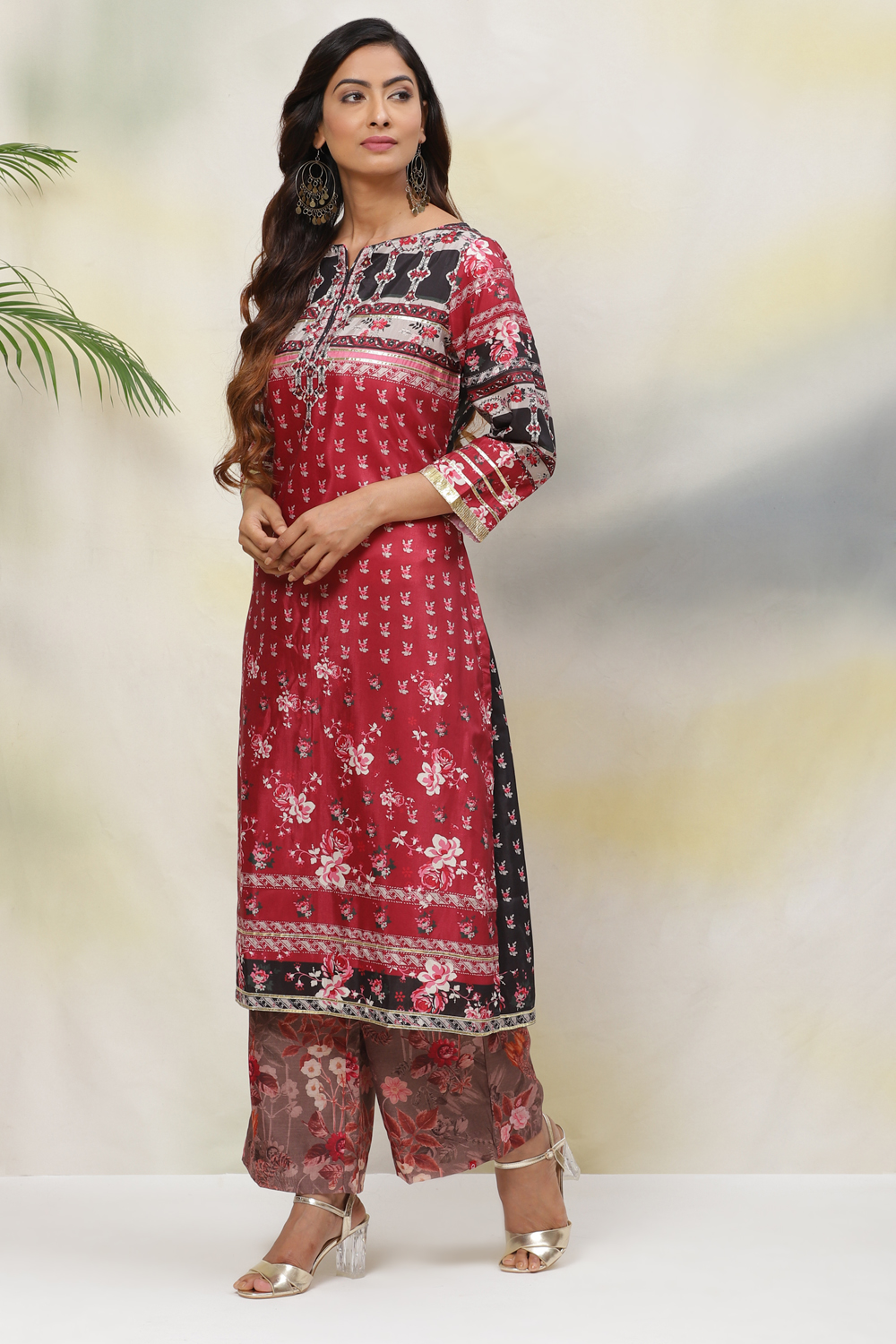 Cherry Straight Art Silk Kurta image number 2