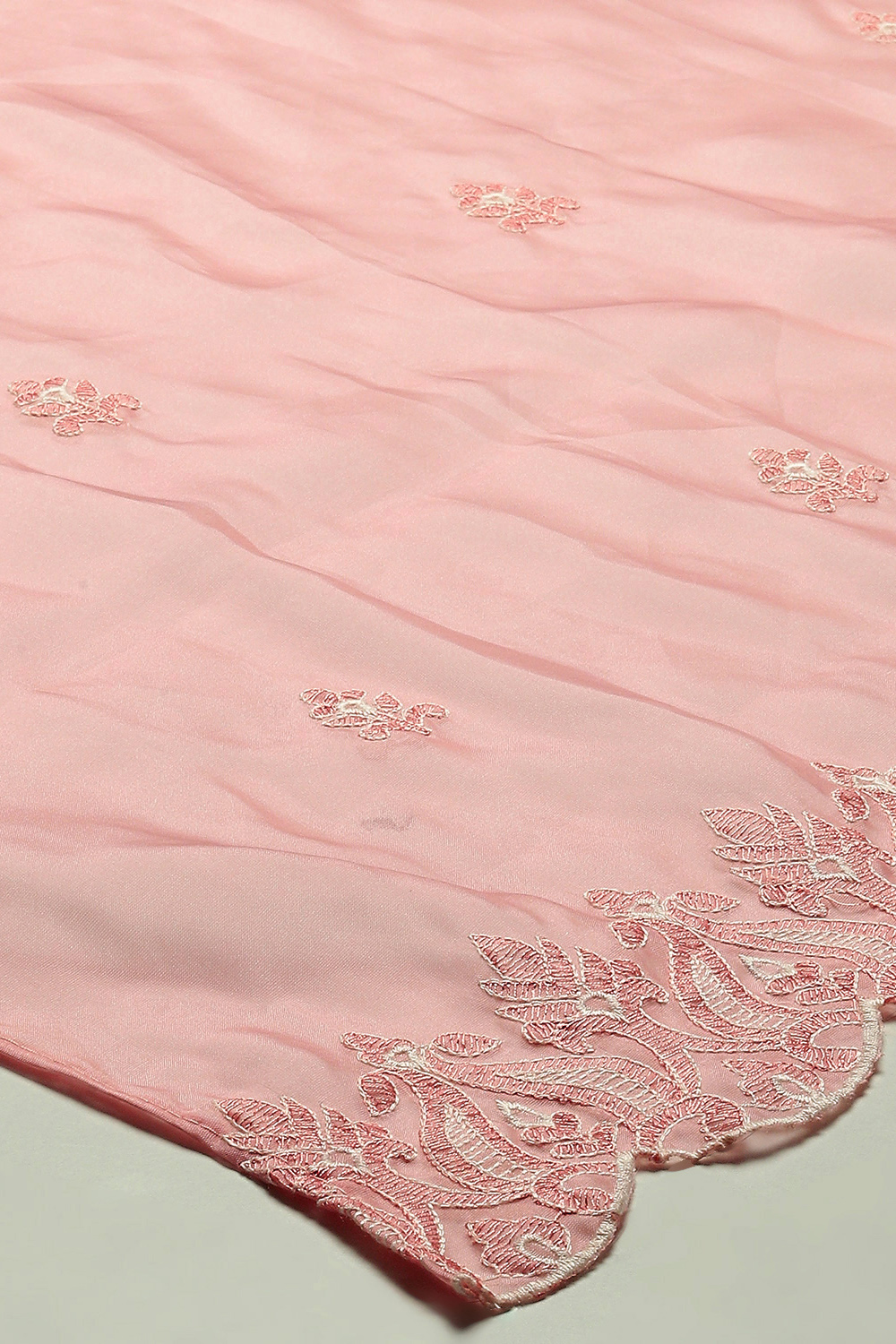 Pink Organza Unstitched Suit set image number 4