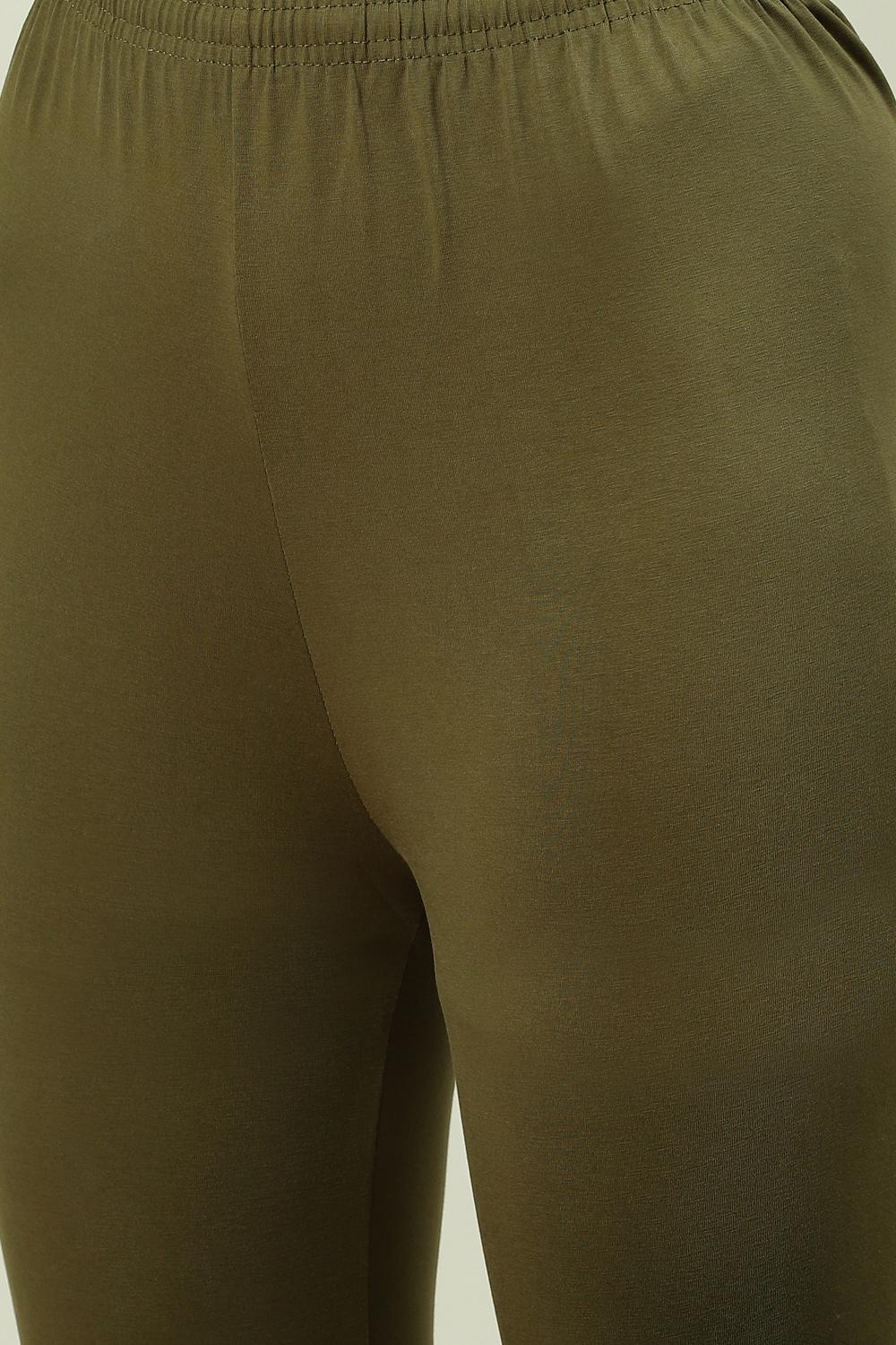 Camel Cotton Blend Solid Churidar image number 1