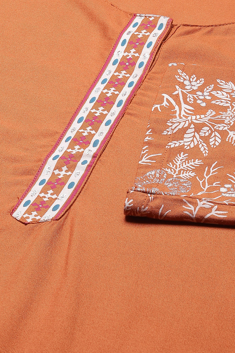 Ochre Straight Viscose Kurta image number 1