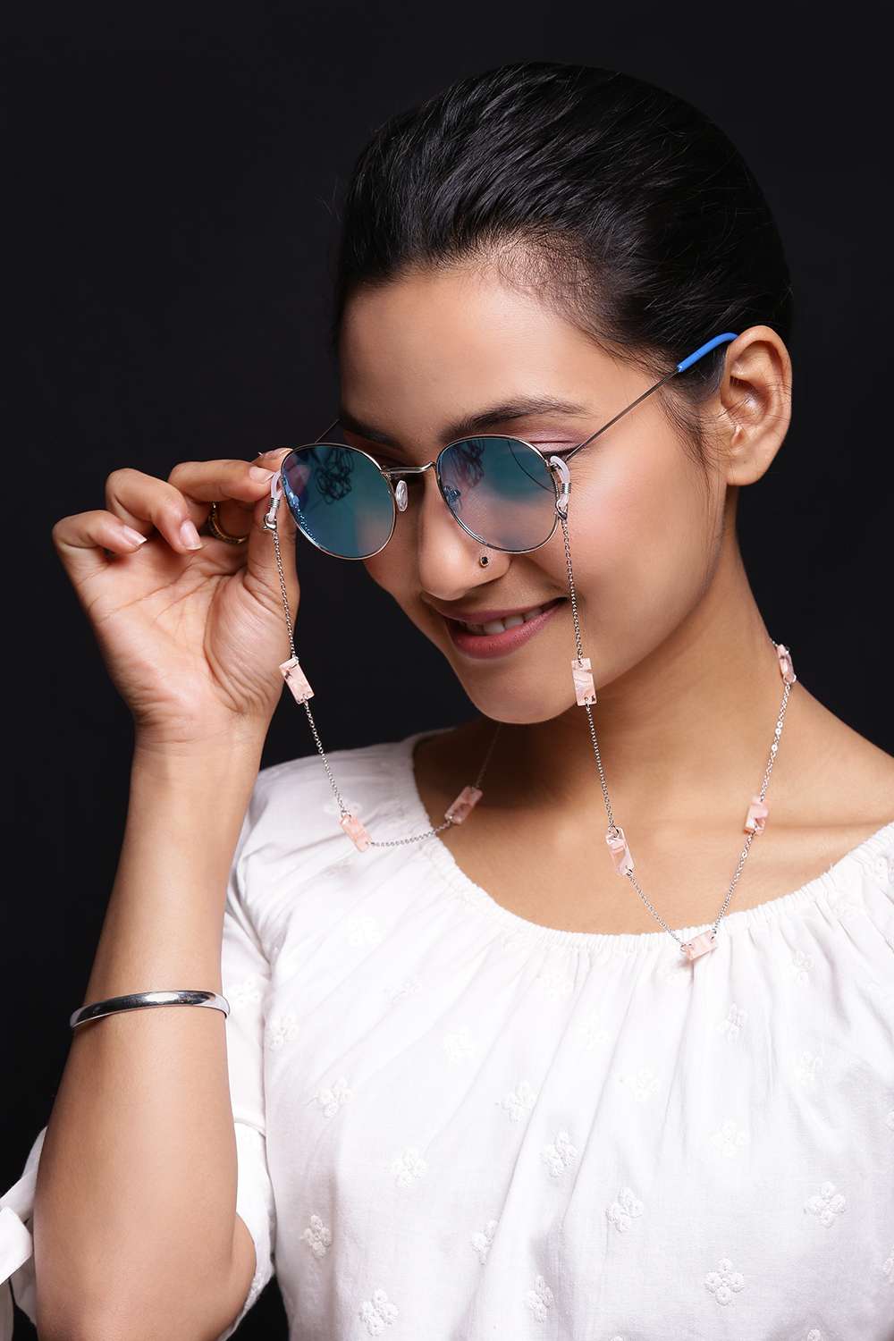 Rhodium Festive Eye Glass Chain image number 2