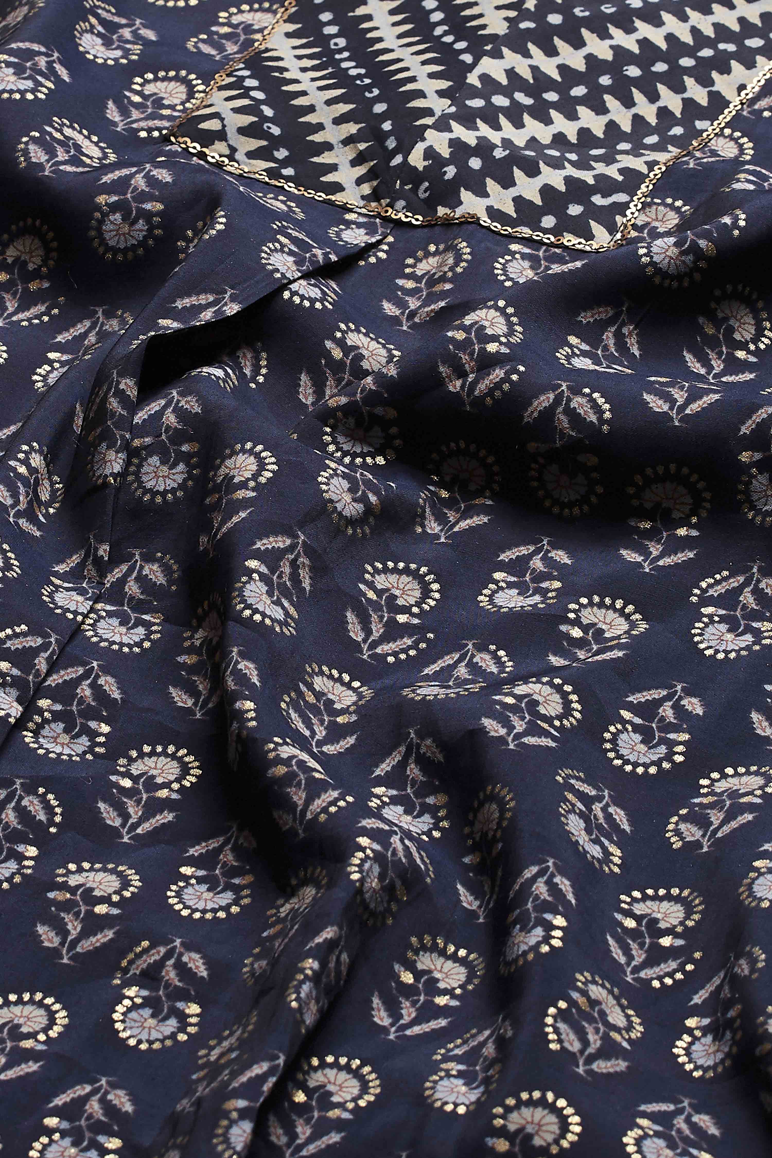 Indigo Polyester Straight Kurta Dhoti Pant Set image number 3