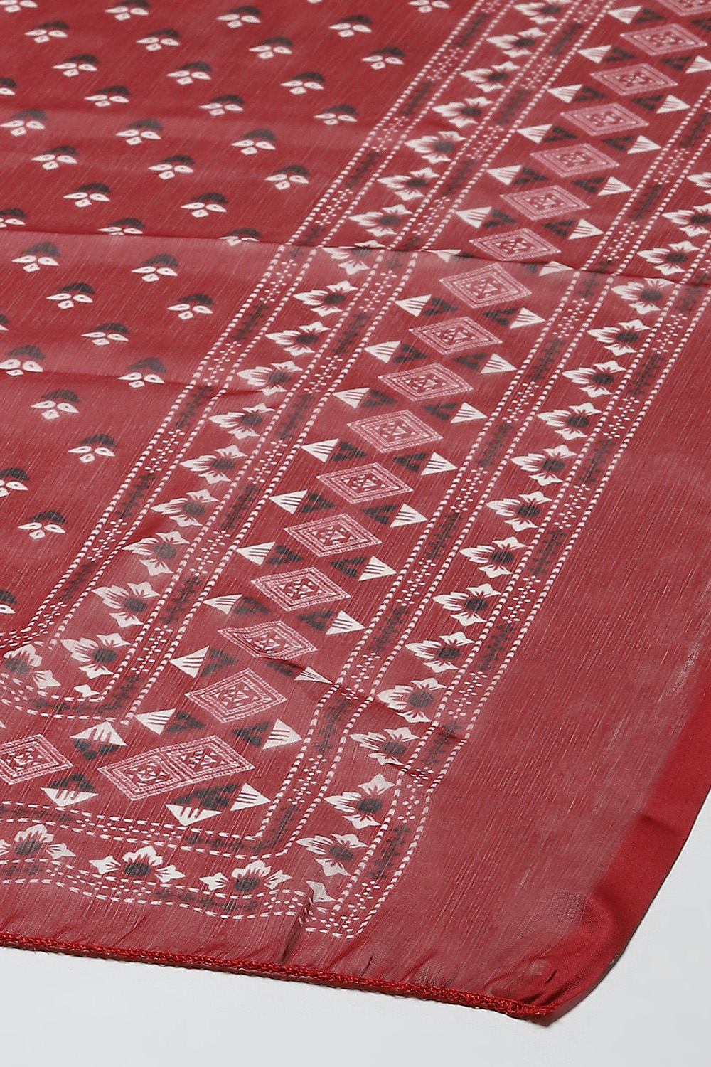 Maroon Cotton Blend Digital Print Unstitched Suit Set image number 4